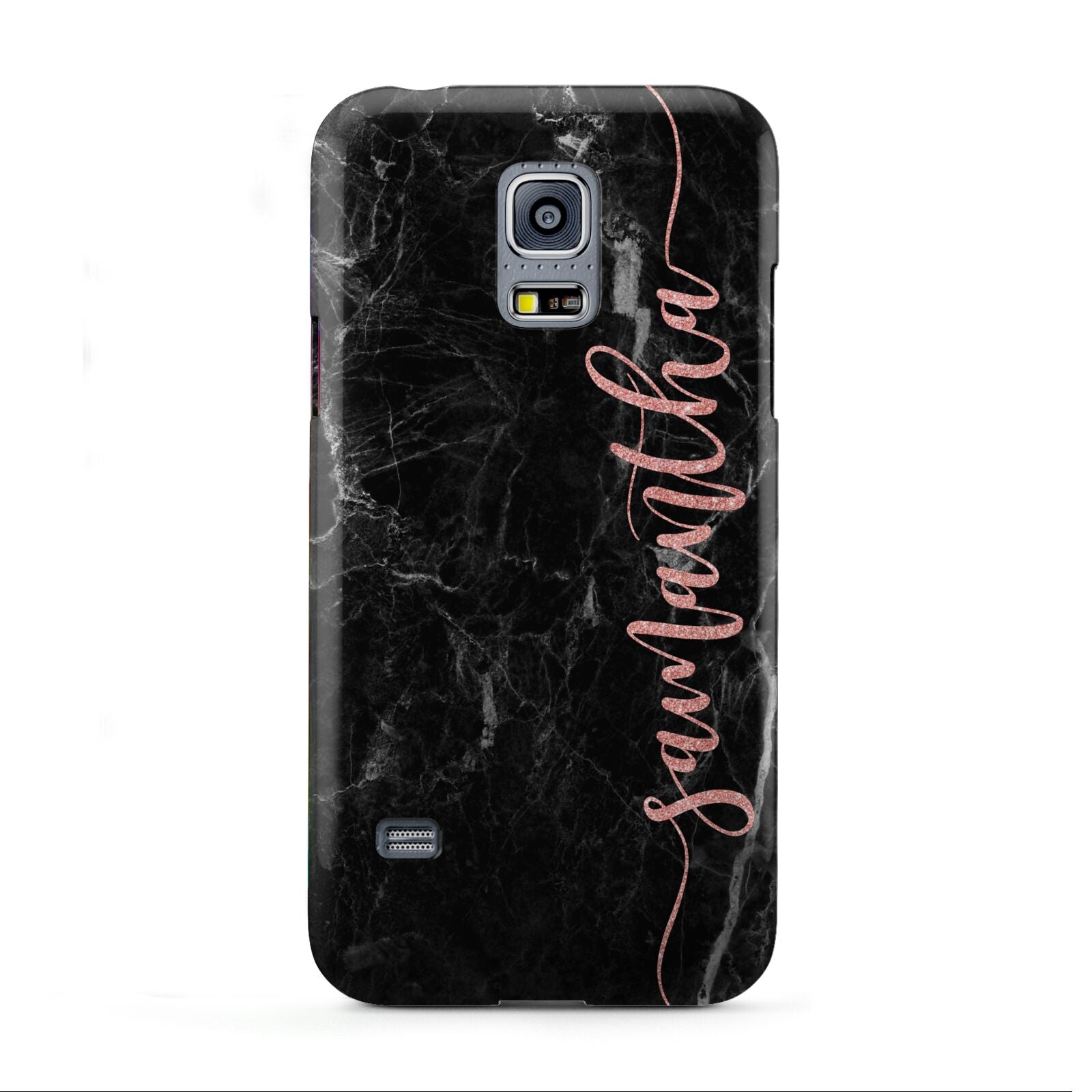 Black Marble Vertical Glitter Personalised Name Samsung Galaxy S5 Mini Case