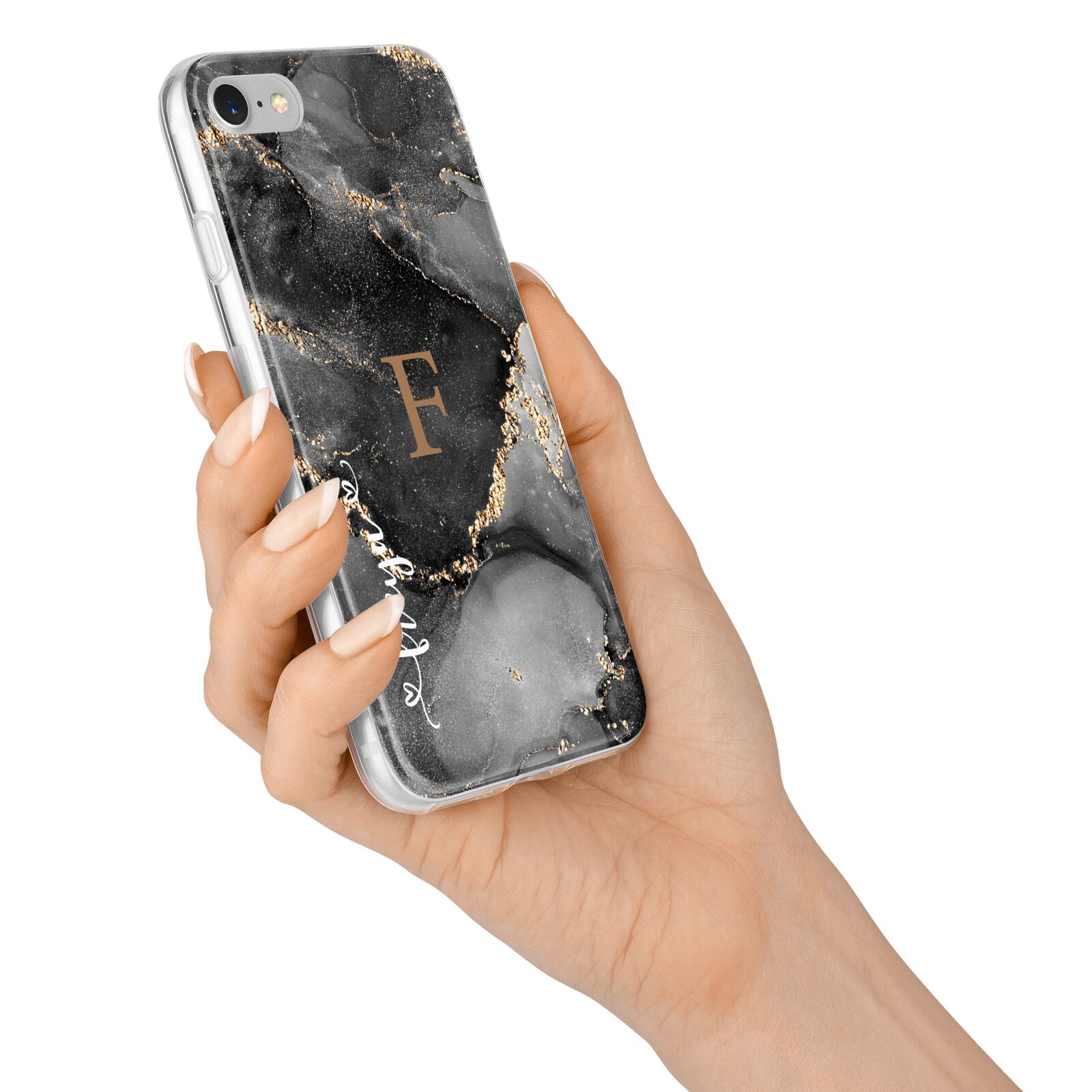 Black Marble iPhone 7 Bumper Case on Silver iPhone Alternative Image