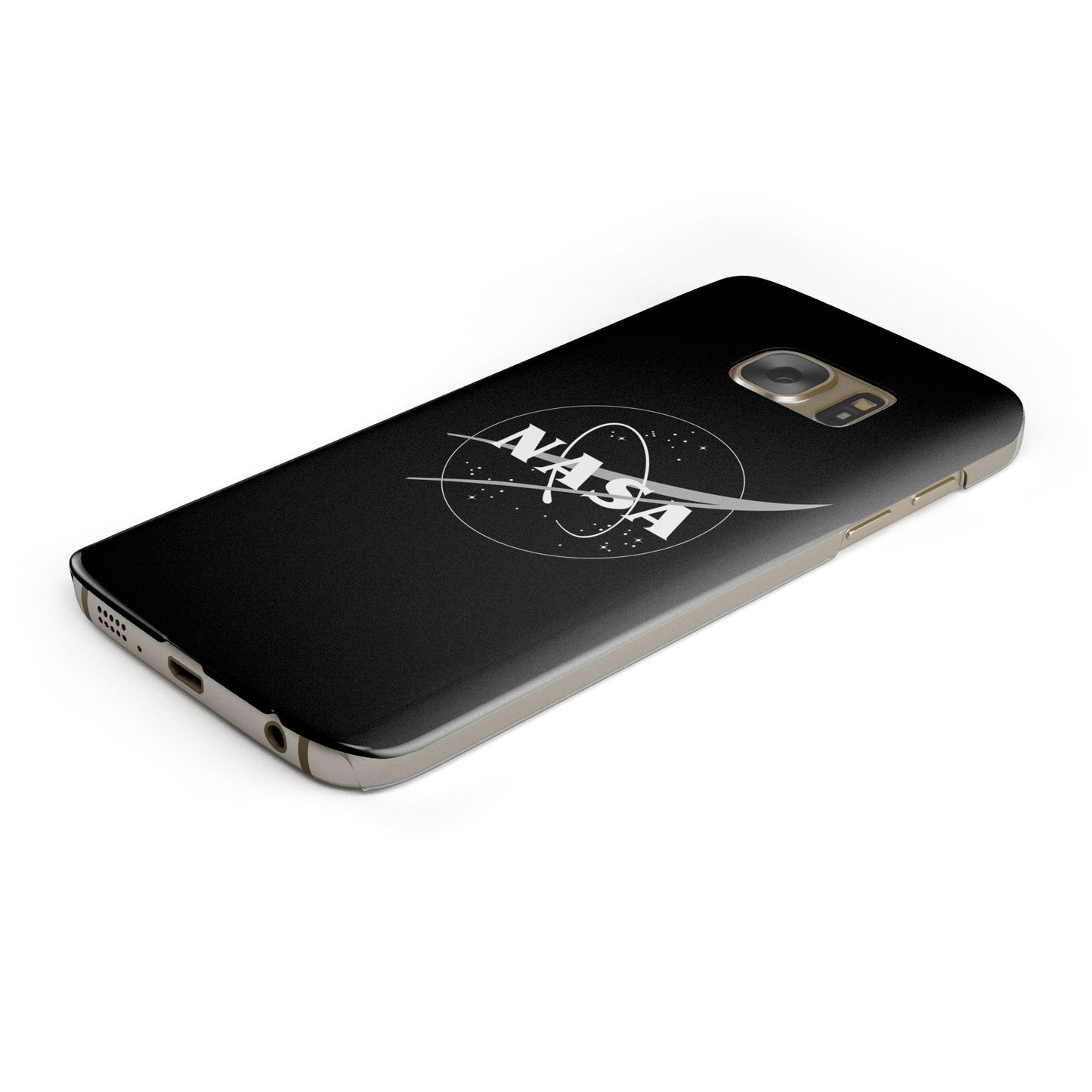 Black NASA Meatball Protective Samsung Galaxy Case Angled Image