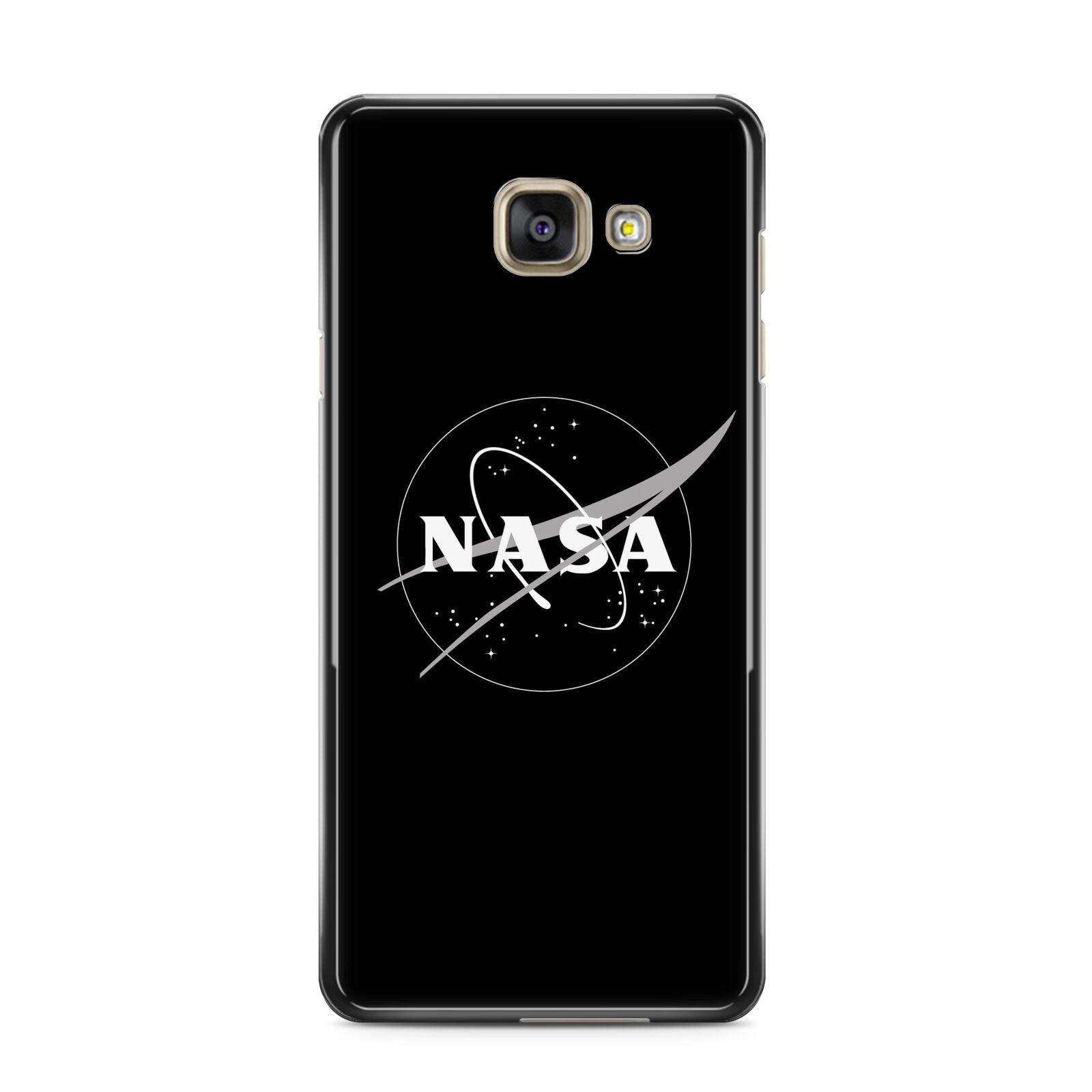 Black NASA Meatball Samsung Galaxy A3 2016 Case on gold phone