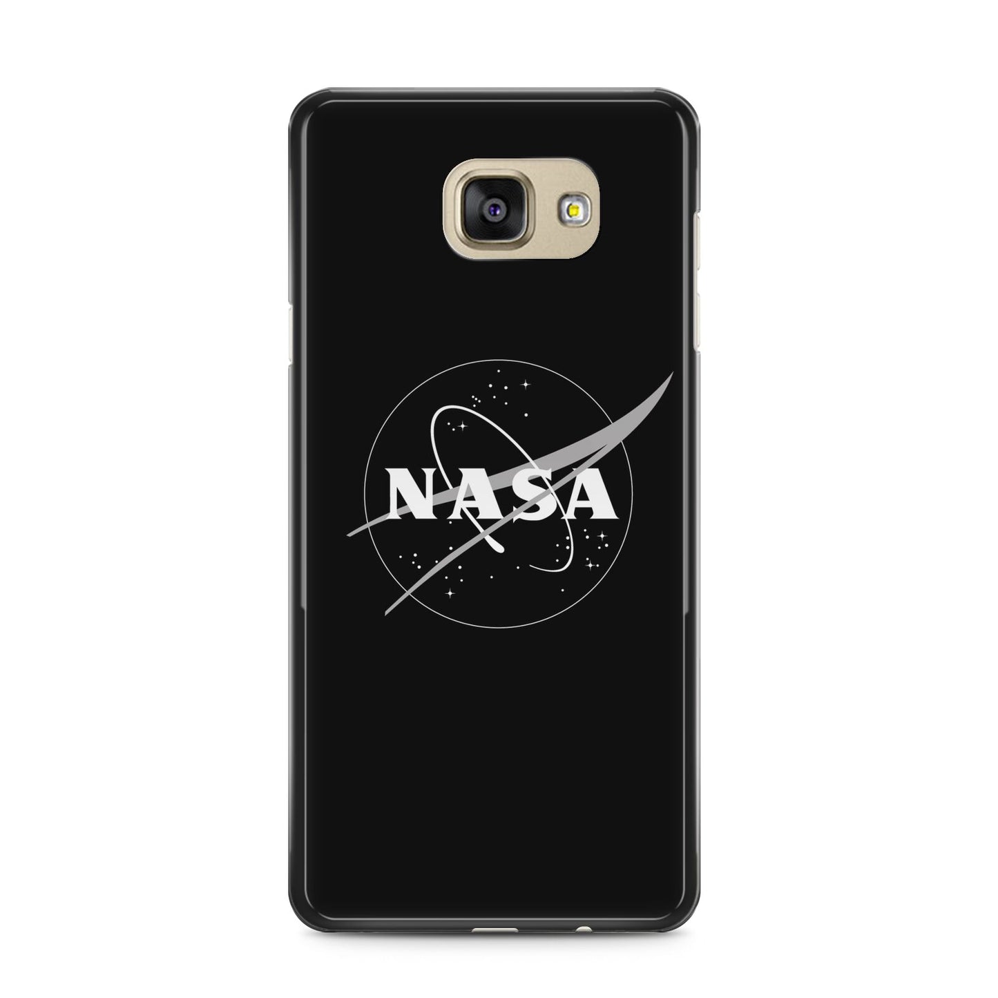 Black NASA Meatball Samsung Galaxy A5 2016 Case on gold phone