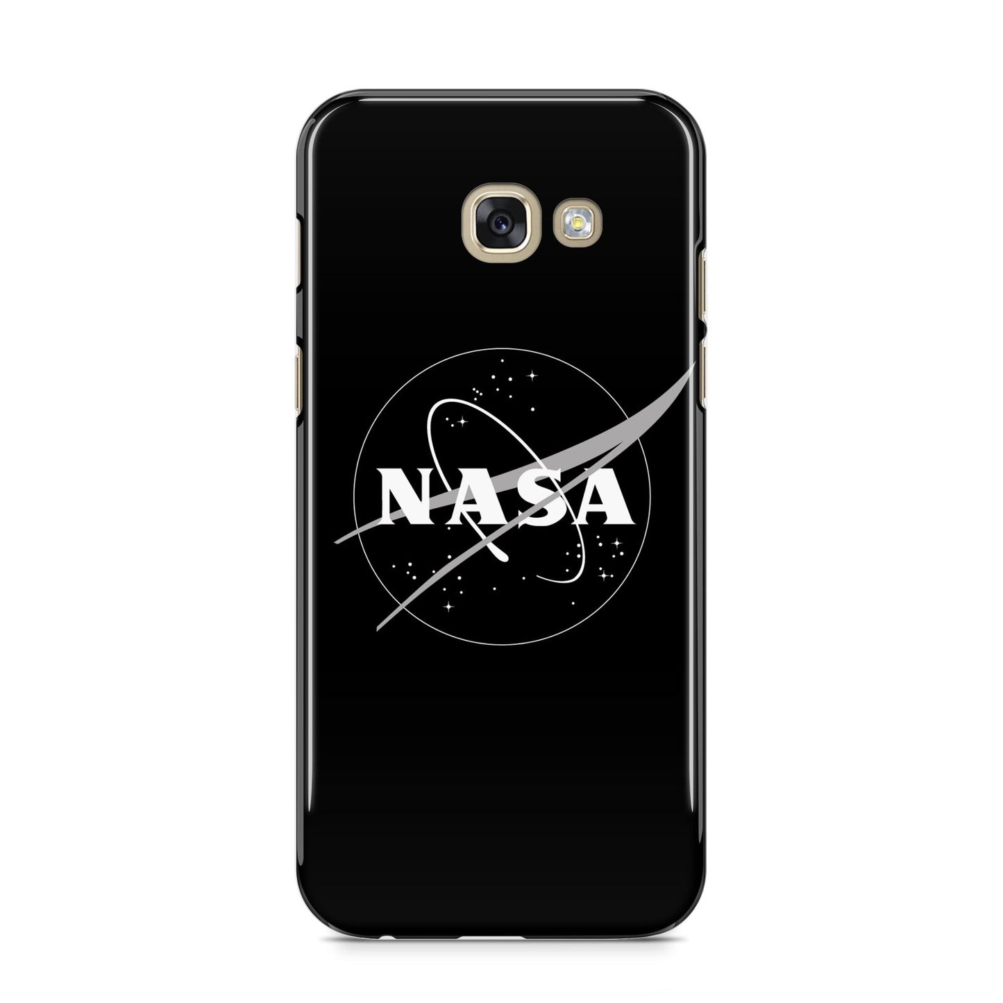 Black NASA Meatball Samsung Galaxy A5 2017 Case on gold phone