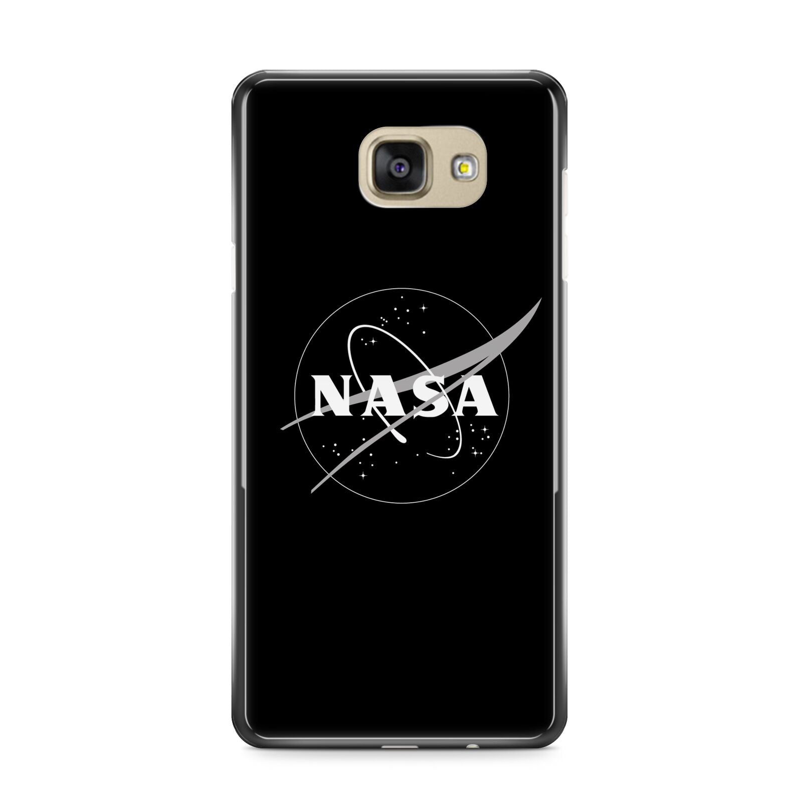 Black NASA Meatball Samsung Galaxy A9 2016 Case on gold phone