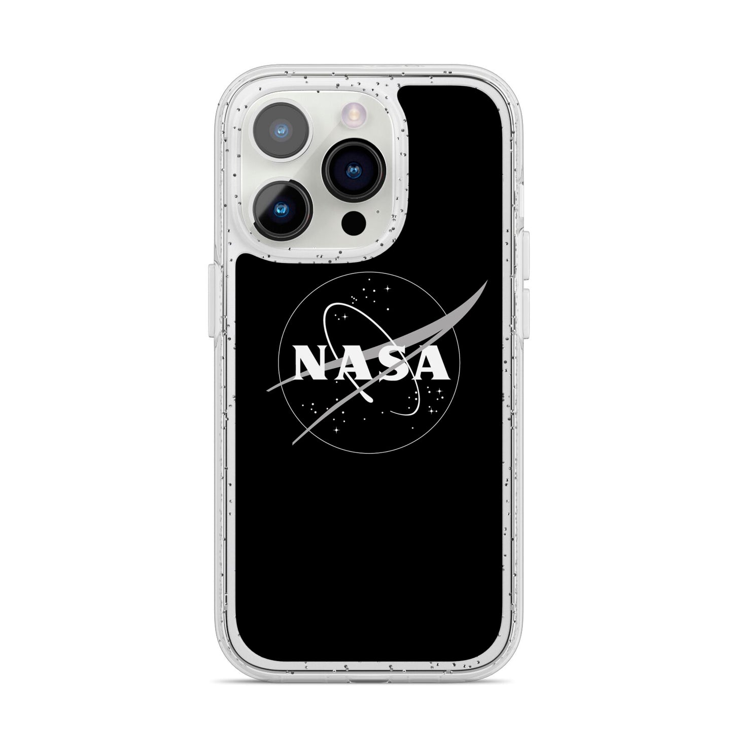 Black NASA Meatball iPhone 14 Pro Glitter Tough Case Silver