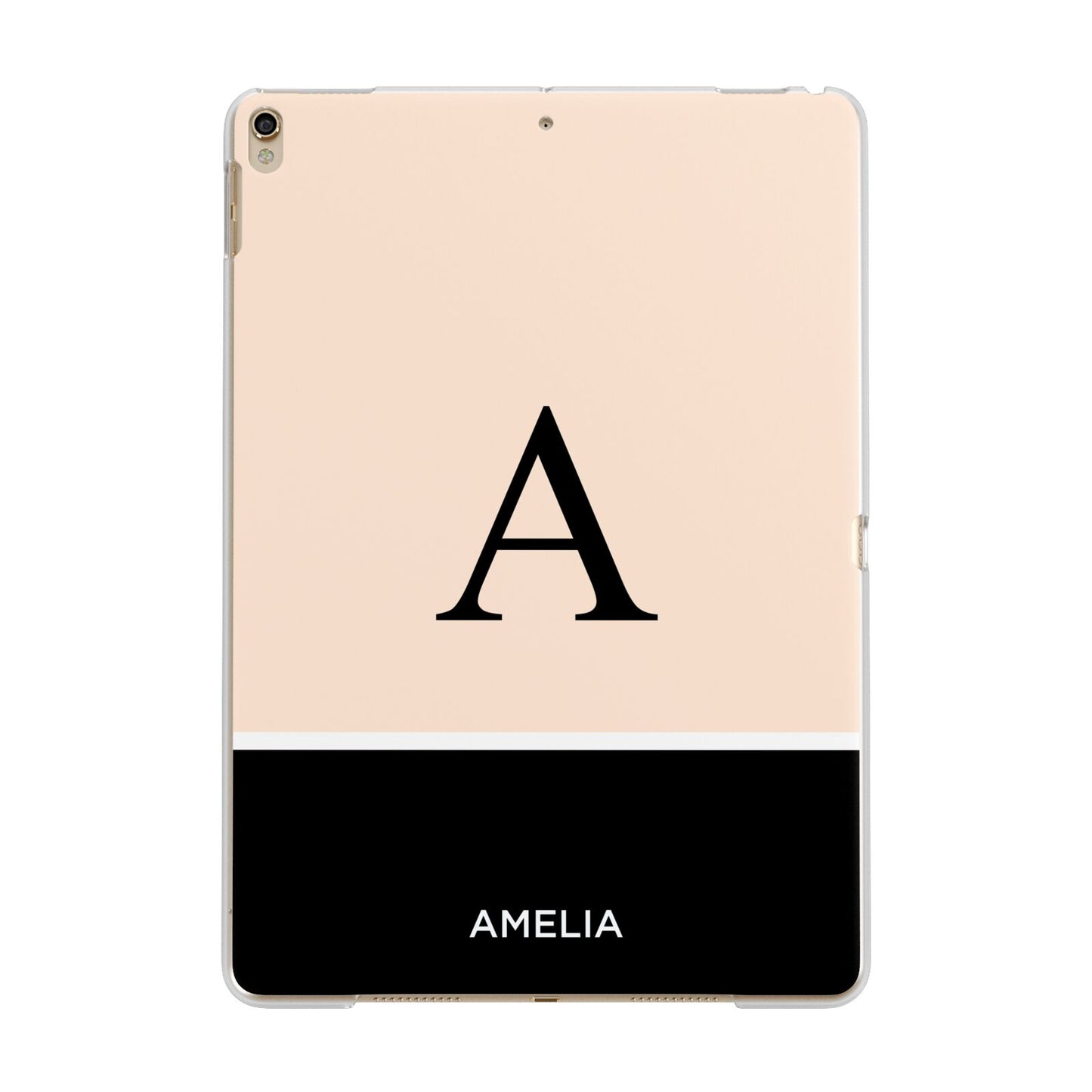 Black Neutral Personalised Initial Apple iPad Gold Case