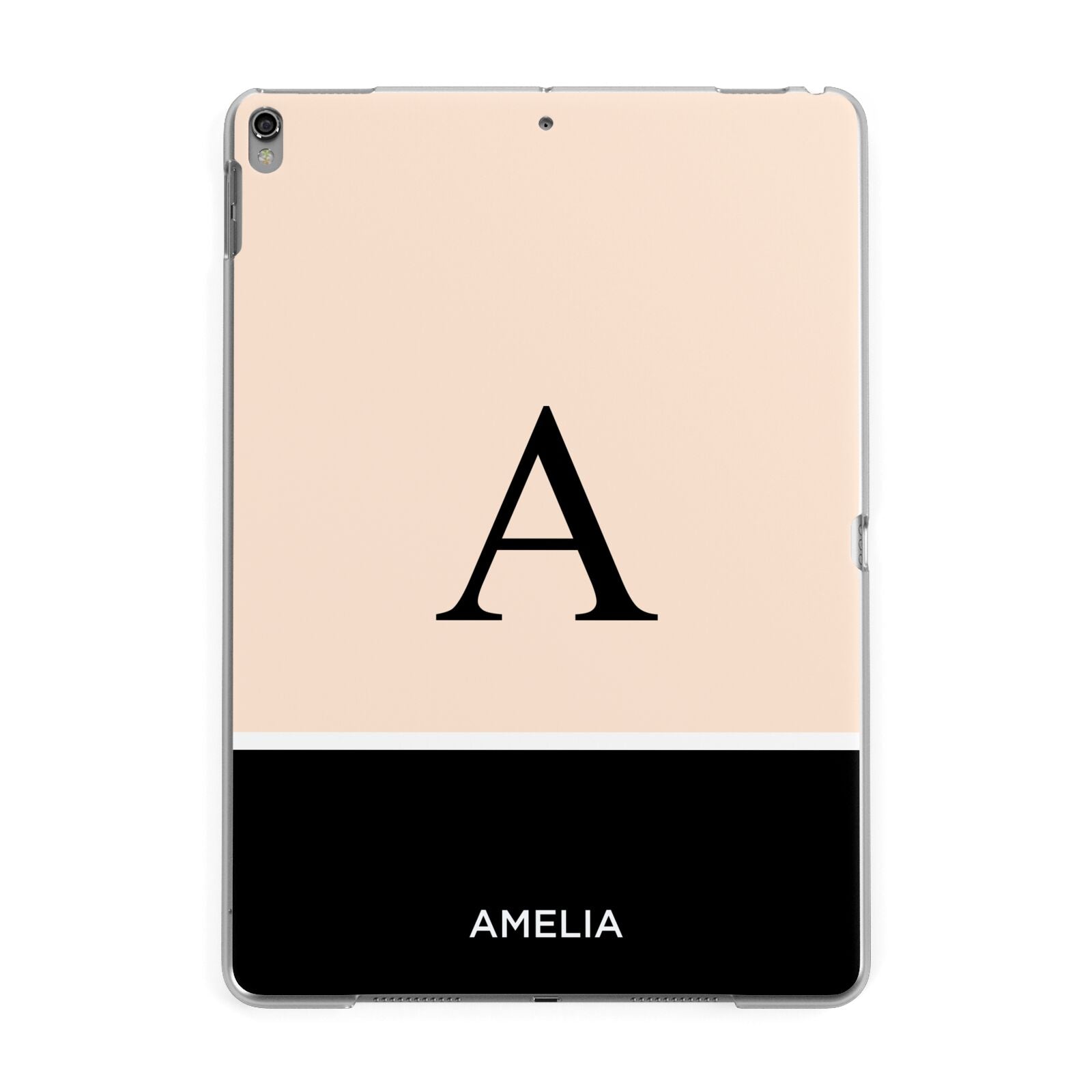 Black Neutral Personalised Initial Apple iPad Grey Case