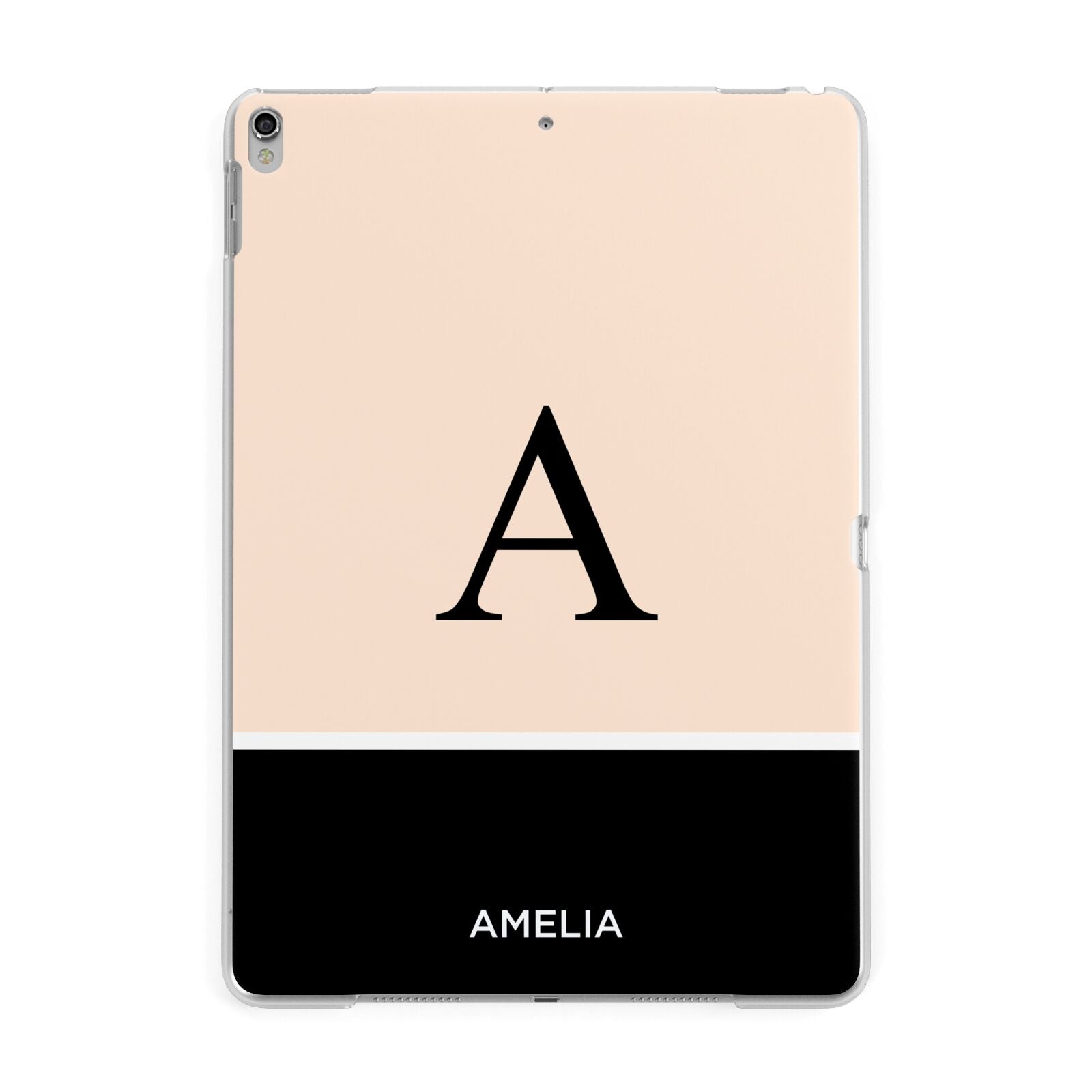 Black Neutral Personalised Initial Apple iPad Silver Case