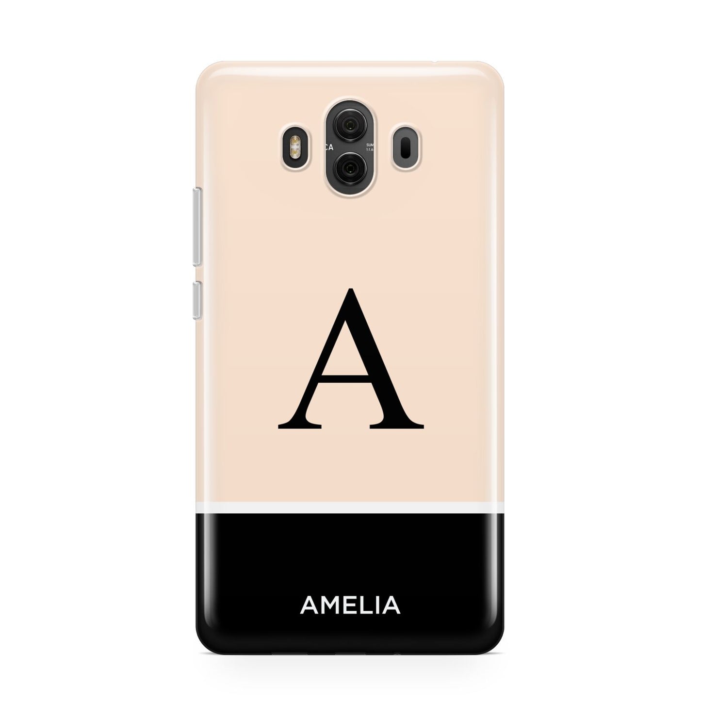 Black Neutral Personalised Initial Huawei Mate 10 Protective Phone Case