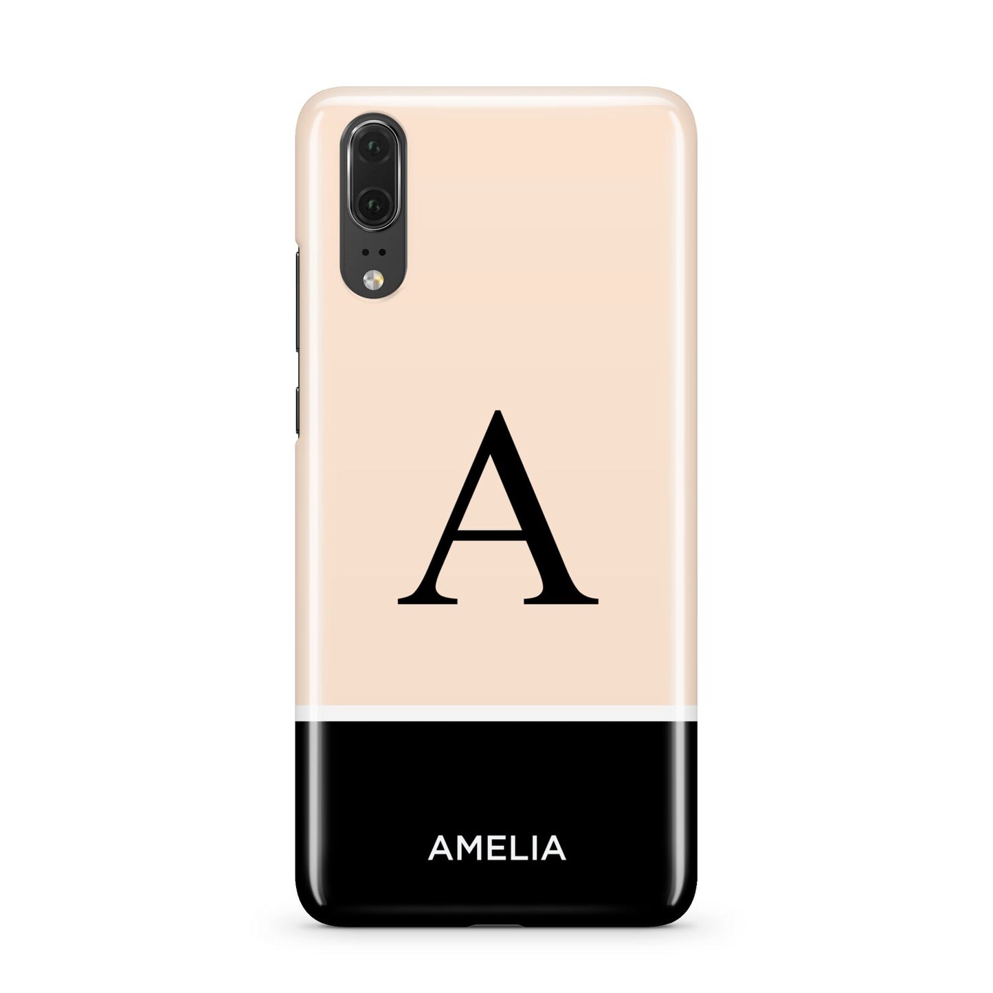 Black Neutral Personalised Initial Huawei P20 Phone Case