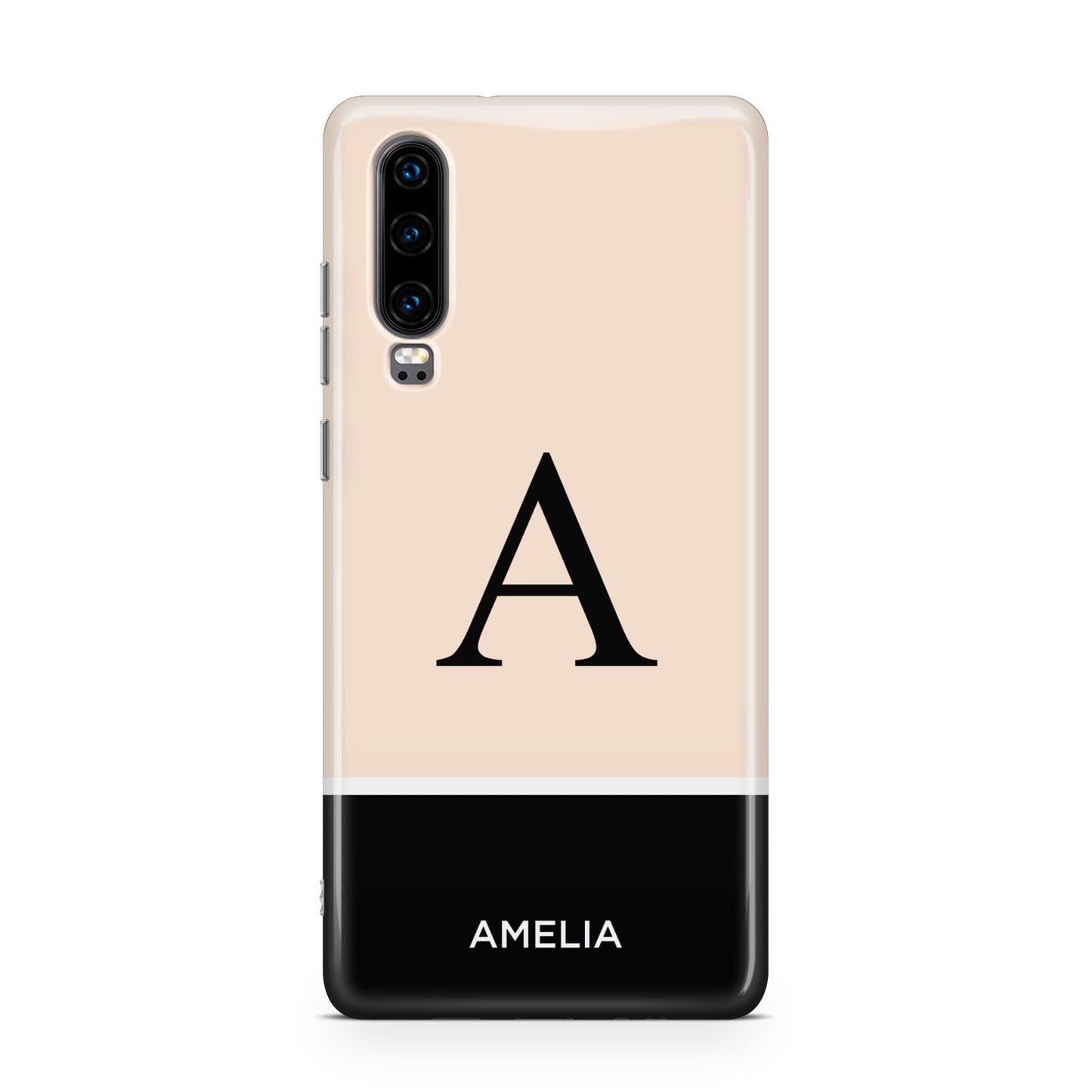 Black Neutral Personalised Initial Huawei P30 Phone Case