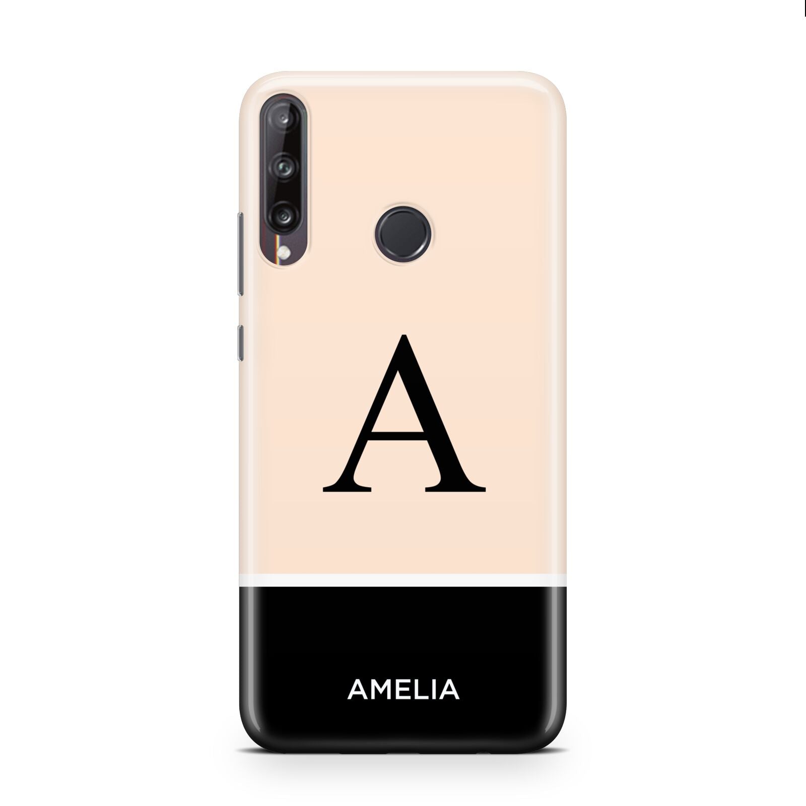 Black Neutral Personalised Initial Huawei P40 Lite E Phone Case