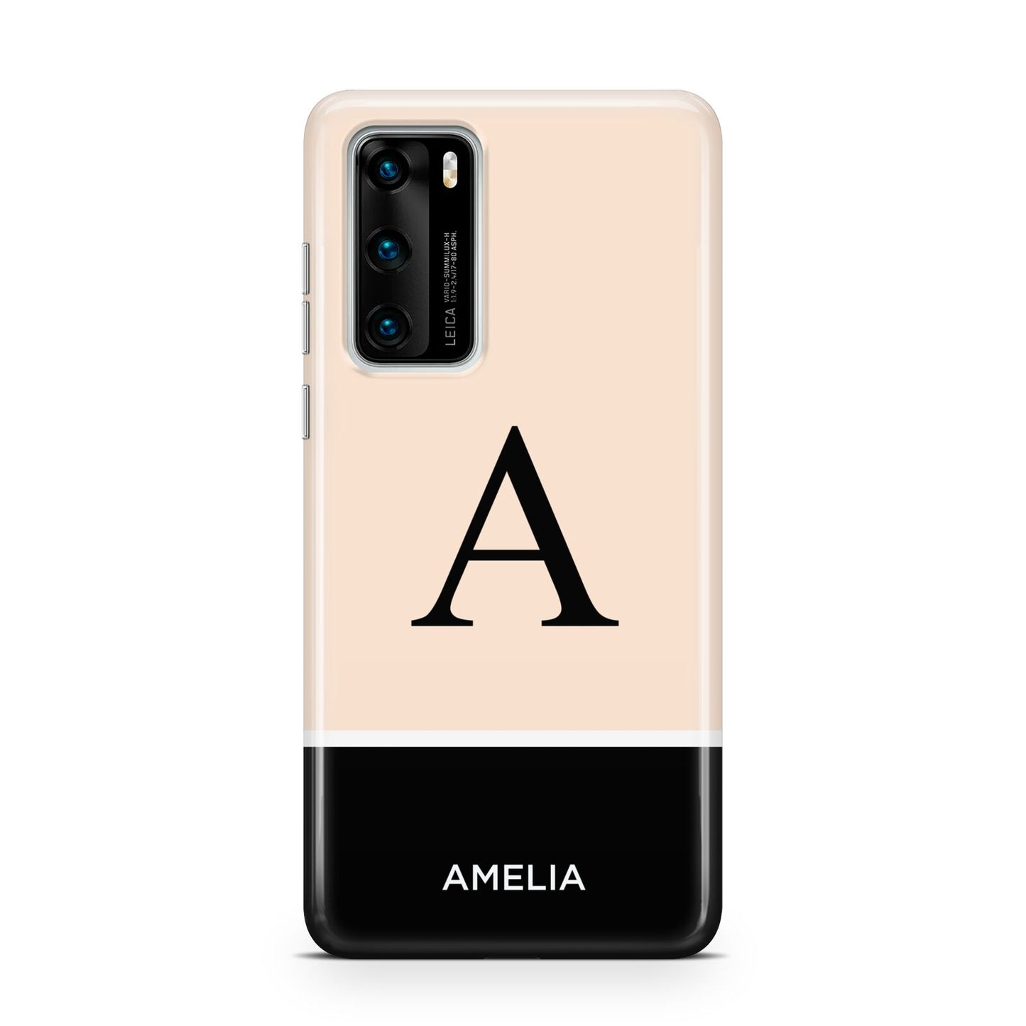 Black Neutral Personalised Initial Huawei P40 Phone Case