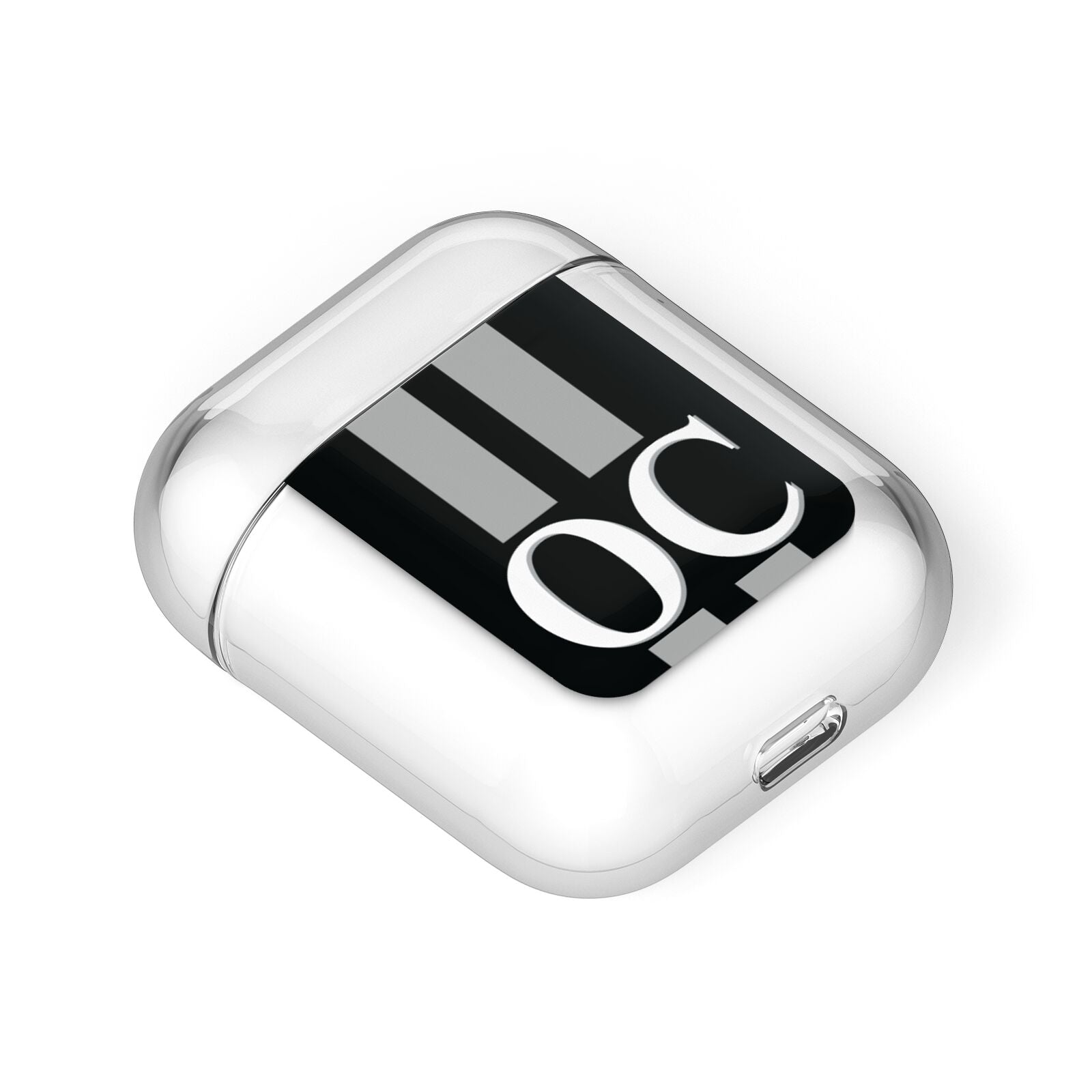 Black Personalised Initials AirPods Case Laid Flat