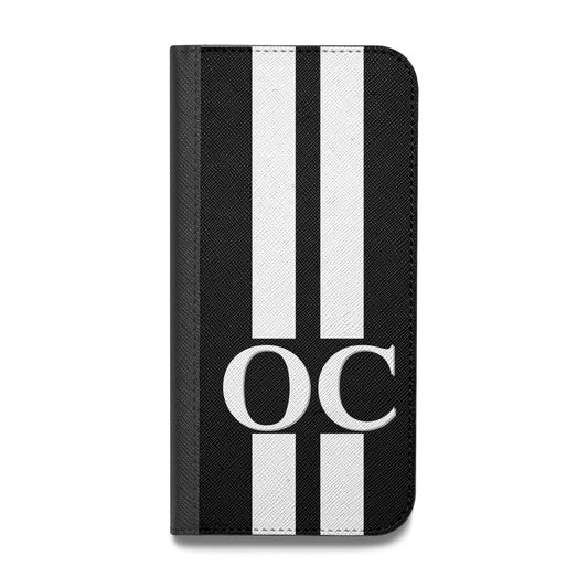 Black Personalised Initials Vegan Leather Flip Samsung Case