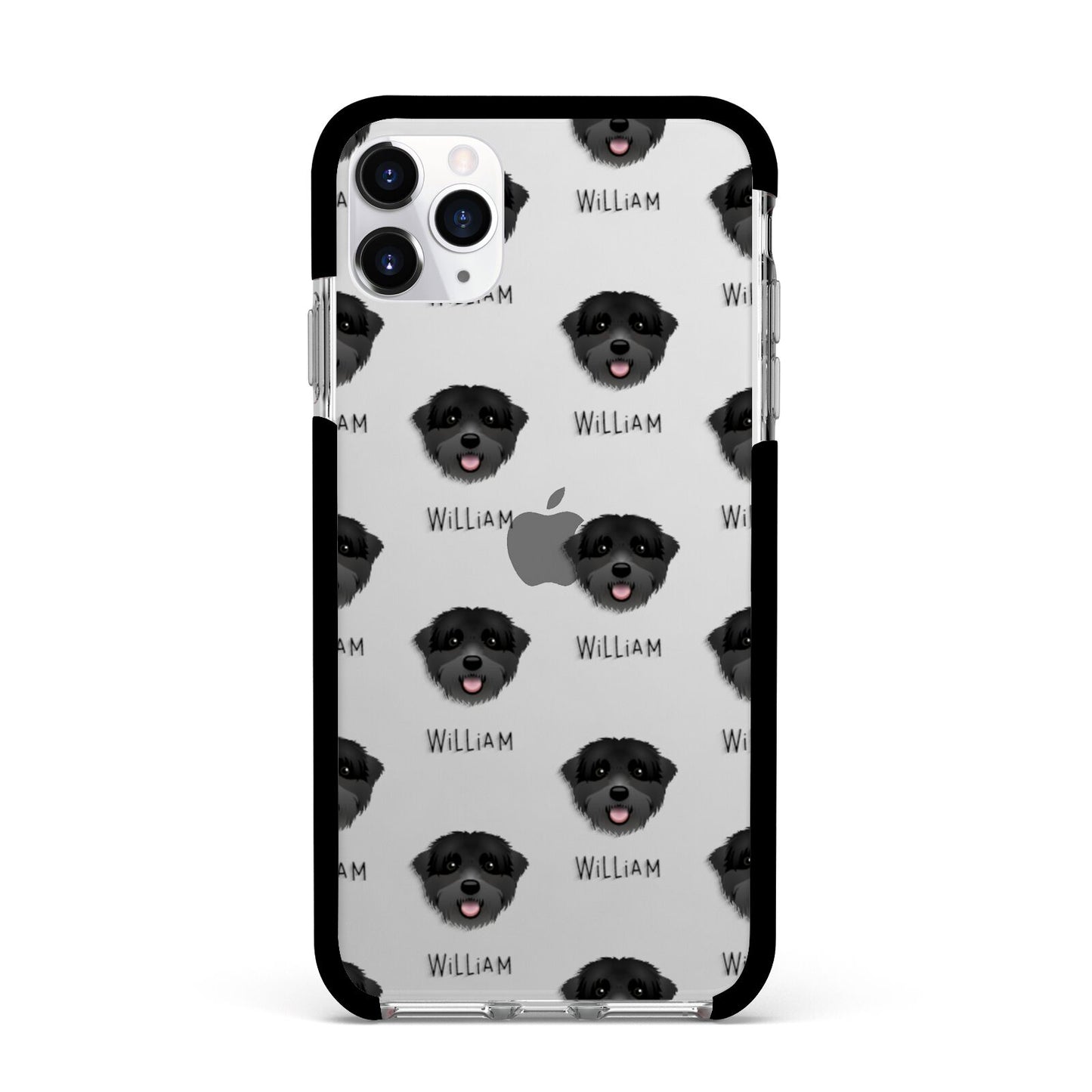 Black Russian Terrier Icon with Name Apple iPhone 11 Pro Max in Silver with Black Impact Case