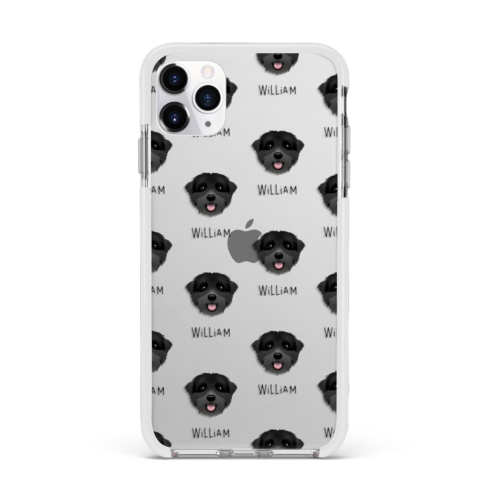 Black Russian Terrier Icon with Name Apple iPhone 11 Pro Max in Silver with White Impact Case