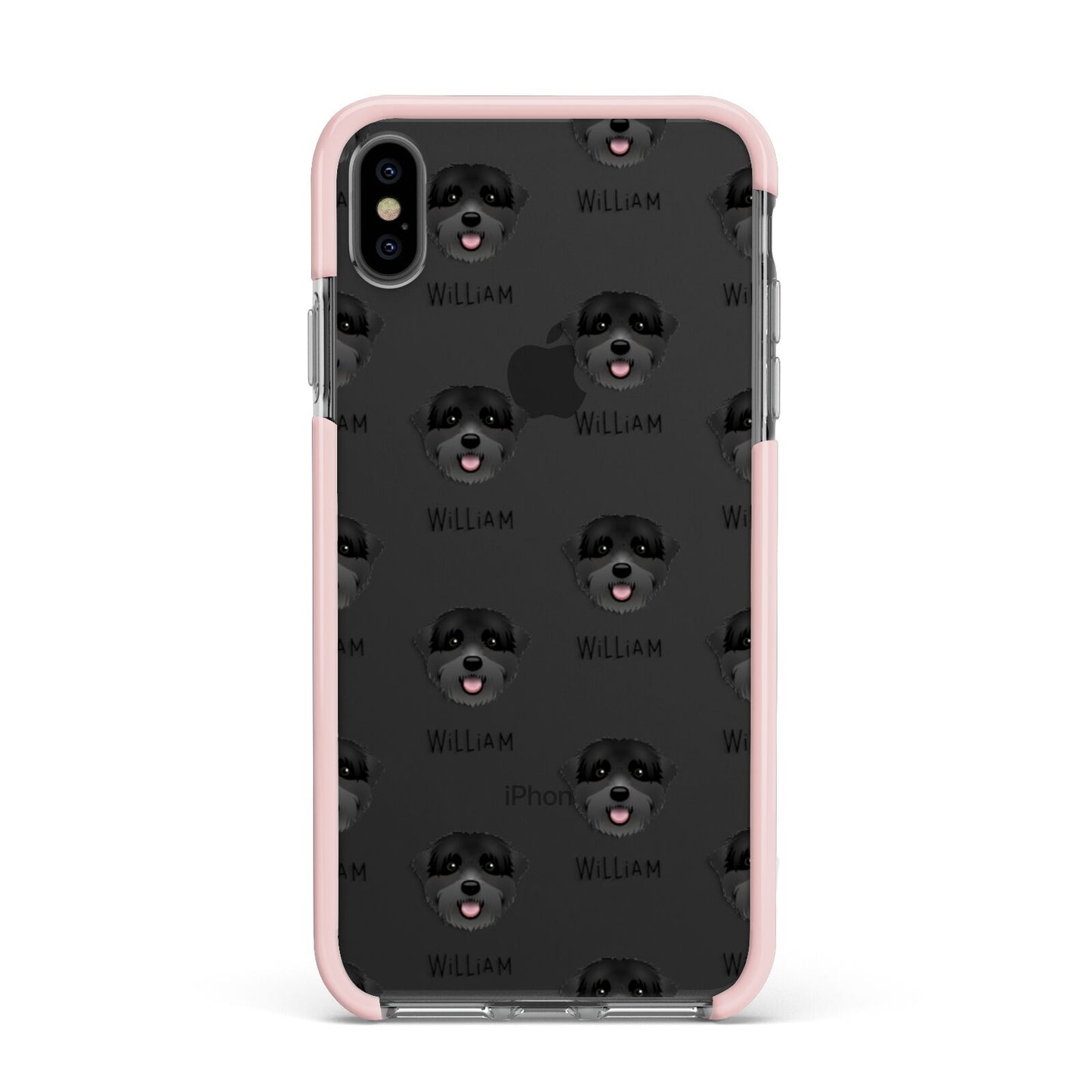 Black Russian Terrier Icon with Name Apple iPhone Xs Max Impact Case Pink Edge on Black Phone