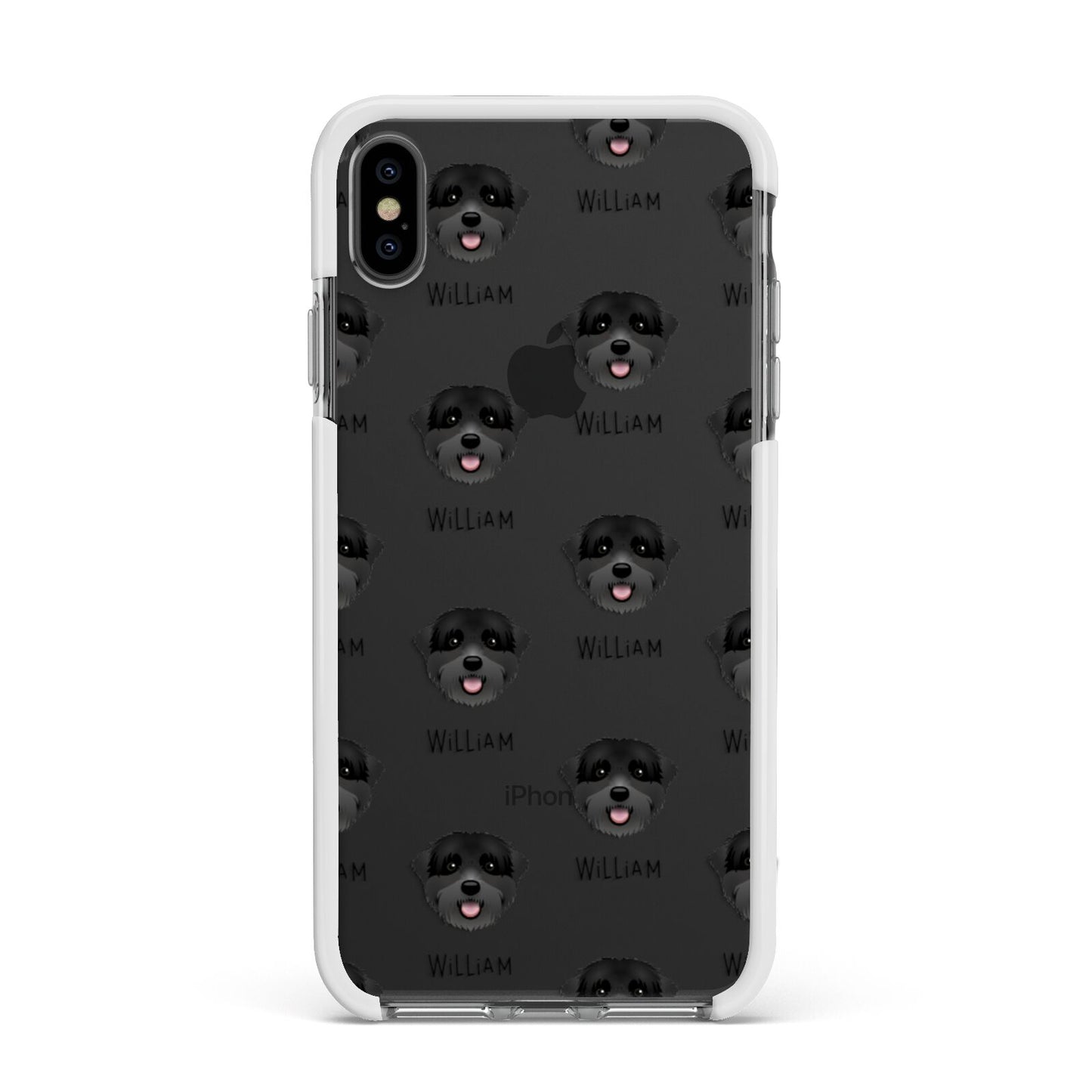 Black Russian Terrier Icon with Name Apple iPhone Xs Max Impact Case White Edge on Black Phone