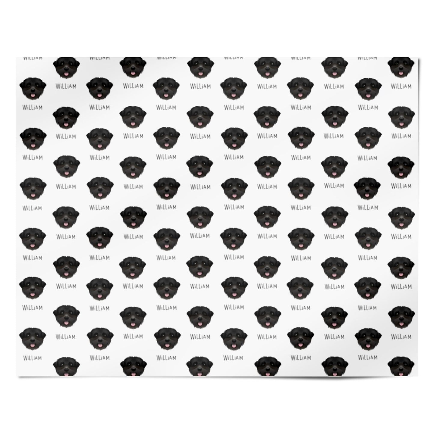 Black Russian Terrier Icon with Name Personalised Wrapping Paper Alternative