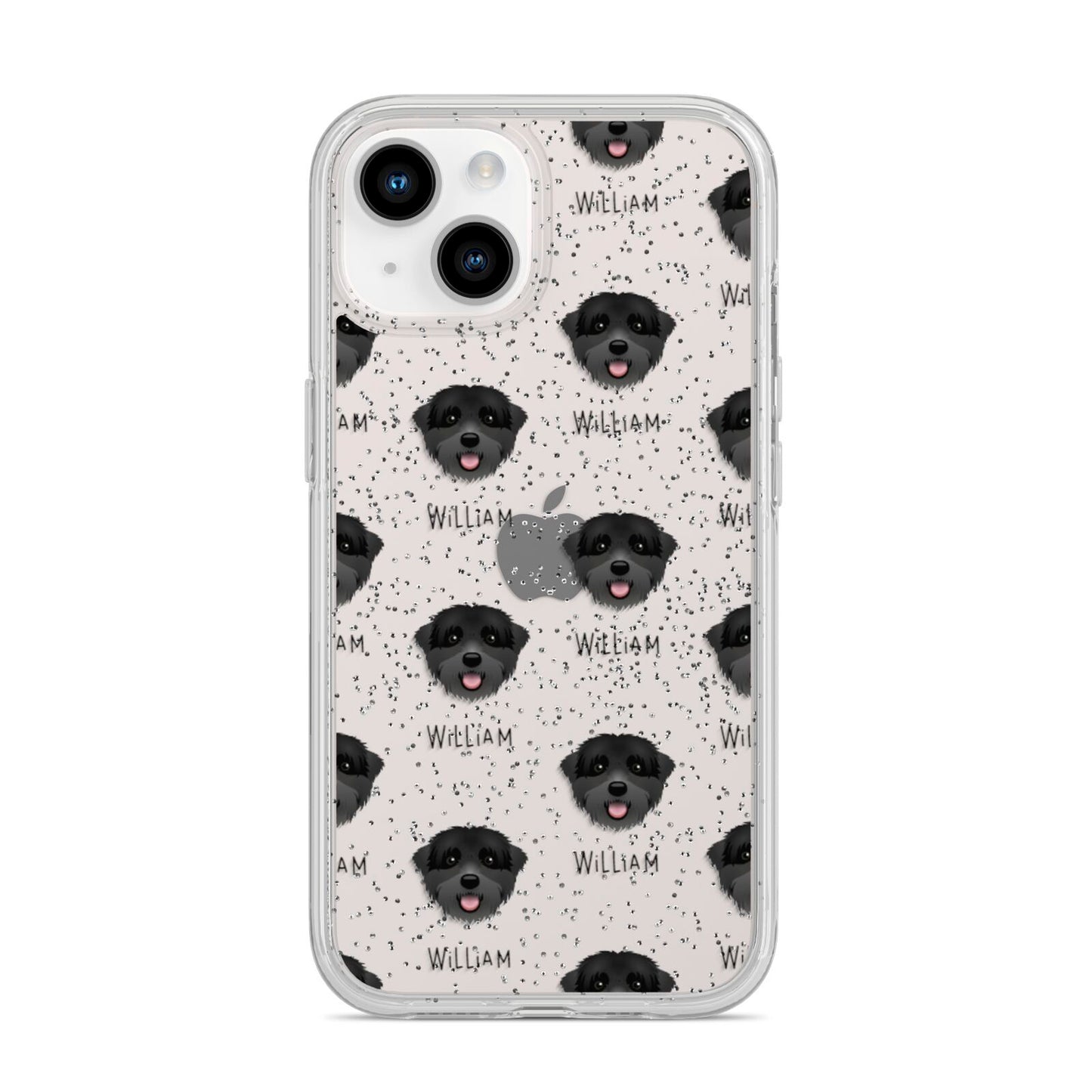 Black Russian Terrier Icon with Name iPhone 14 Glitter Tough Case Starlight