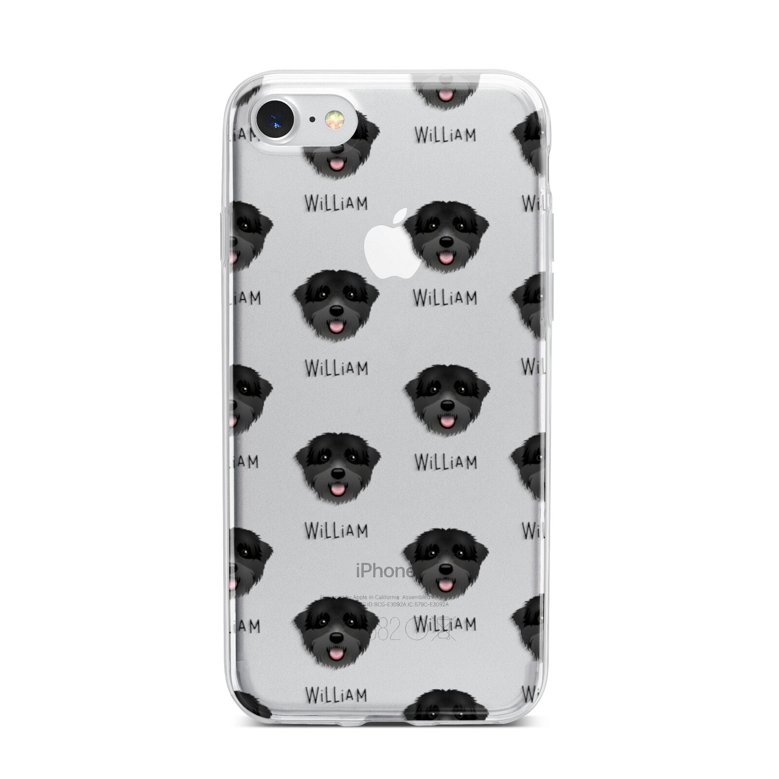 Black Russian Terrier Icon with Name iPhone 7 Bumper Case on Silver iPhone