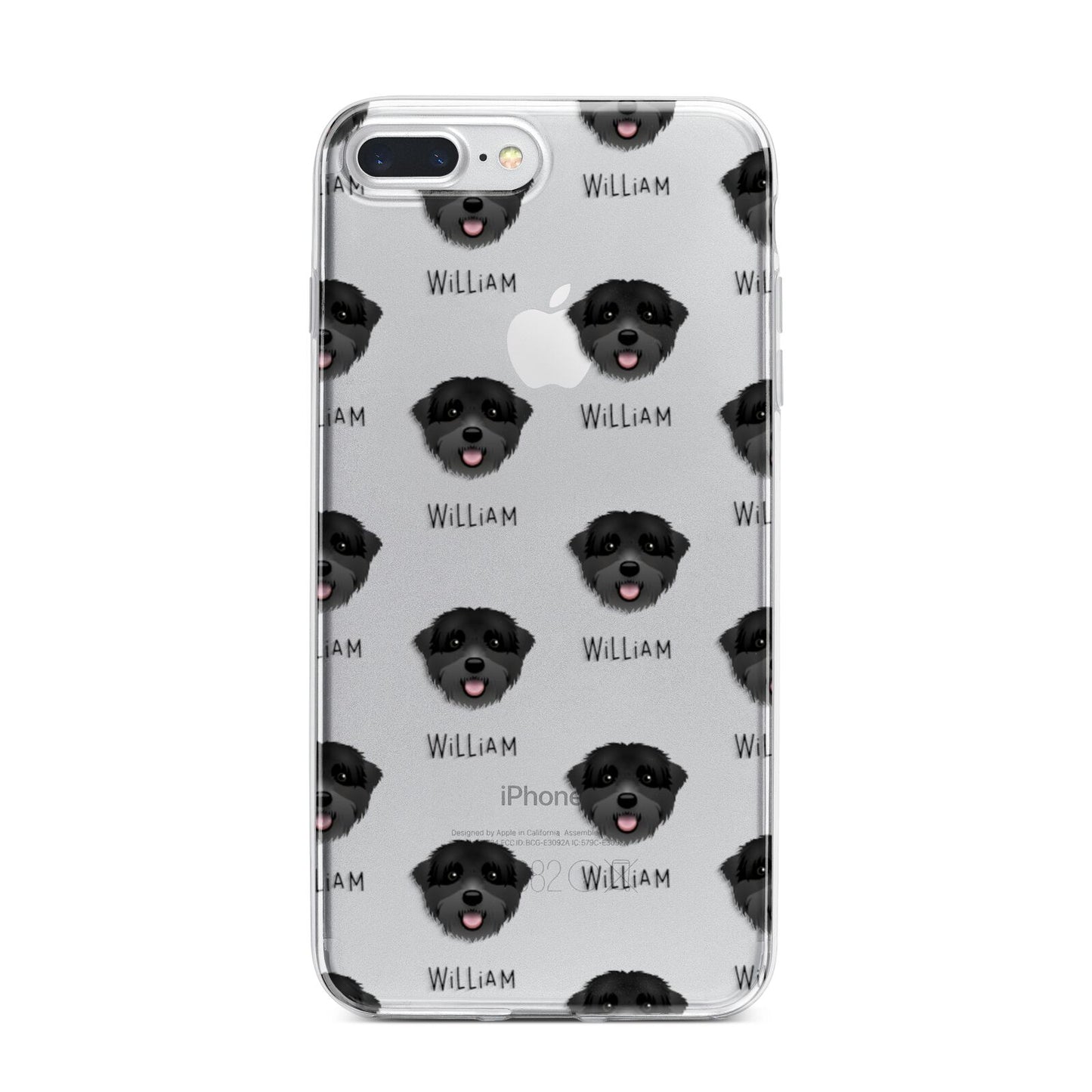 Black Russian Terrier Icon with Name iPhone 7 Plus Bumper Case on Silver iPhone