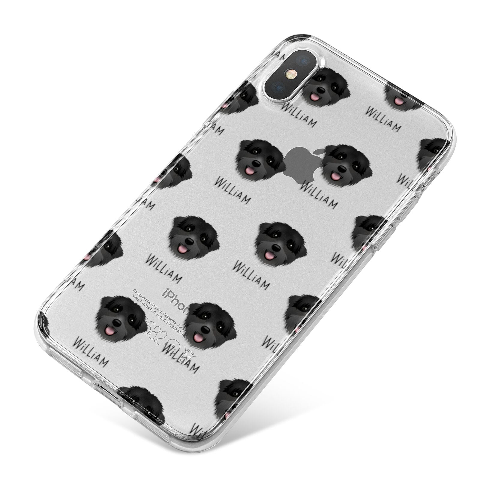 Black Russian Terrier Icon with Name iPhone X Bumper Case on Silver iPhone