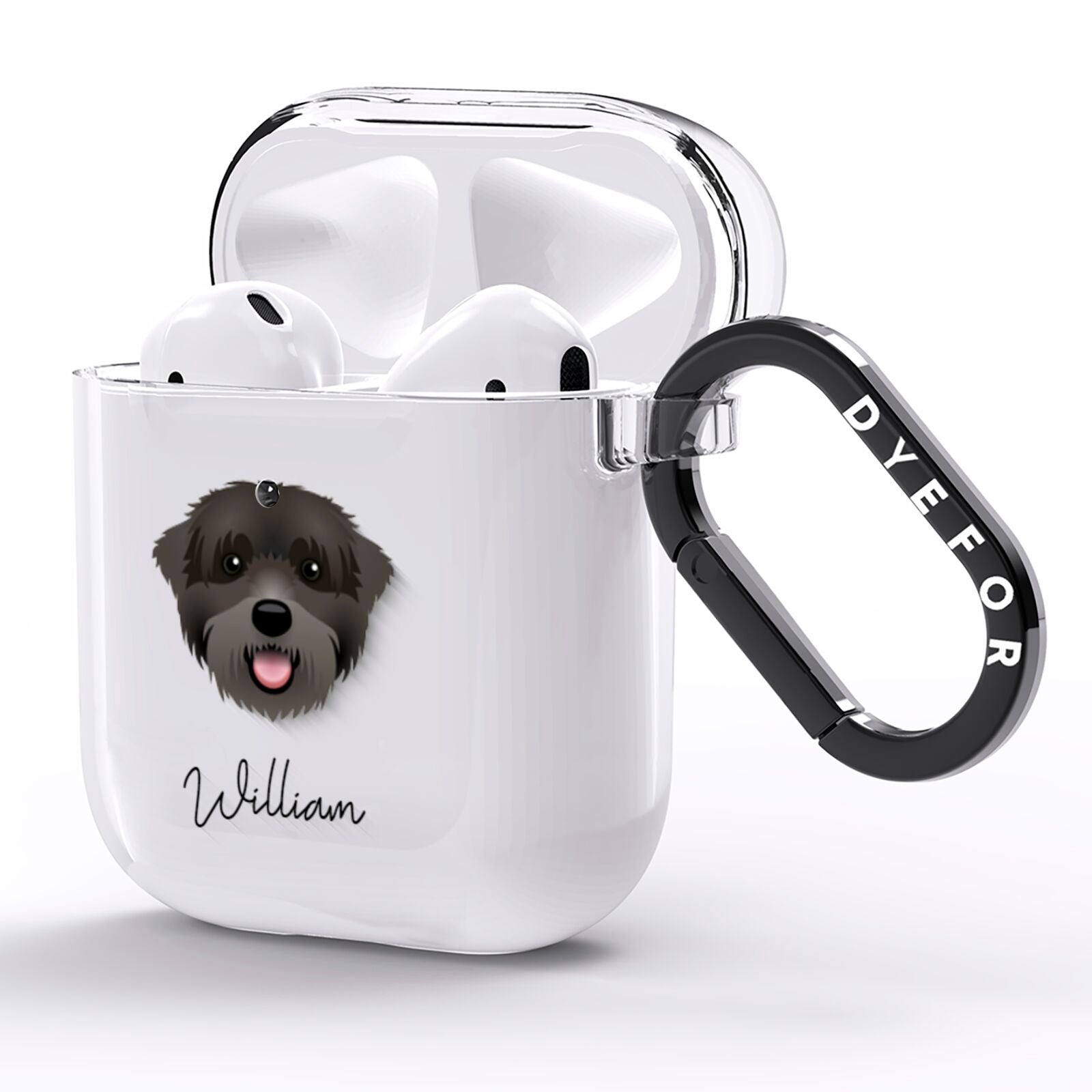 Black Russian Terrier Personalised AirPods Clear Case Side Image