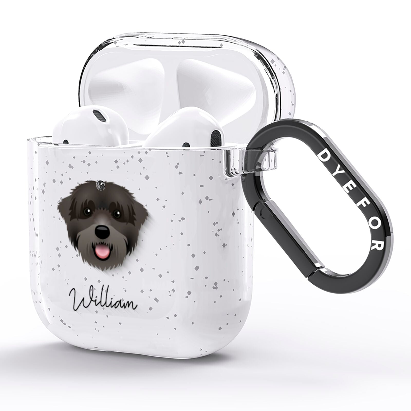 Black Russian Terrier Personalised AirPods Glitter Case Side Image