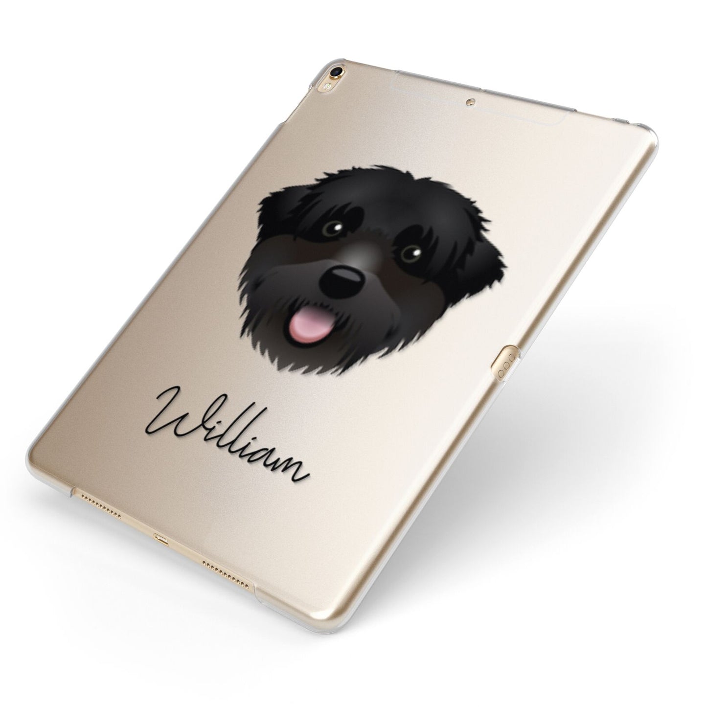 Black Russian Terrier Personalised Apple iPad Case on Gold iPad Side View