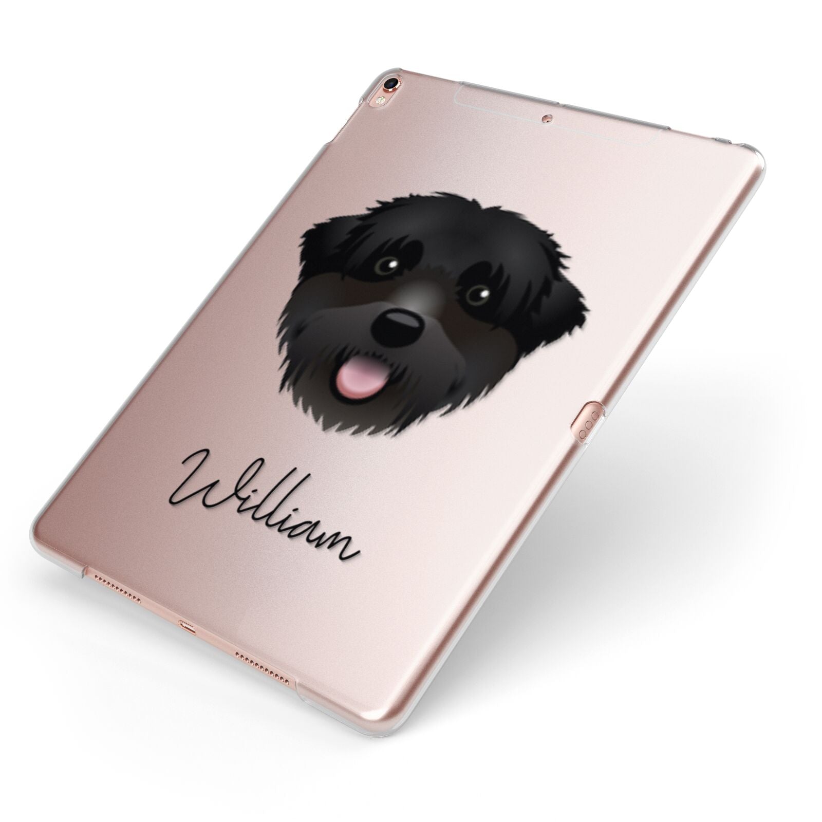 Black Russian Terrier Personalised Apple iPad Case on Rose Gold iPad Side View