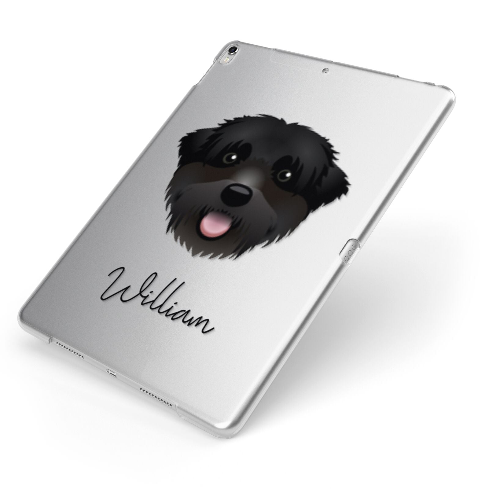 Black Russian Terrier Personalised Apple iPad Case on Silver iPad Side View