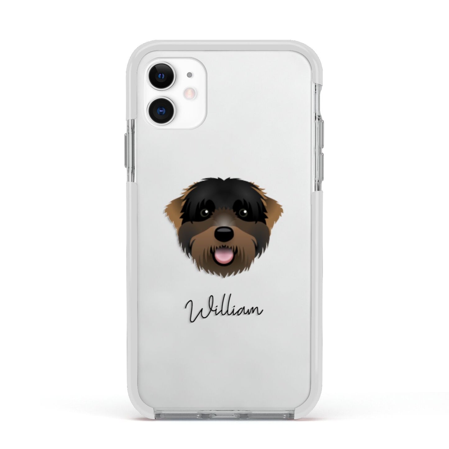 Black Russian Terrier Personalised Apple iPhone 11 in White with White Impact Case