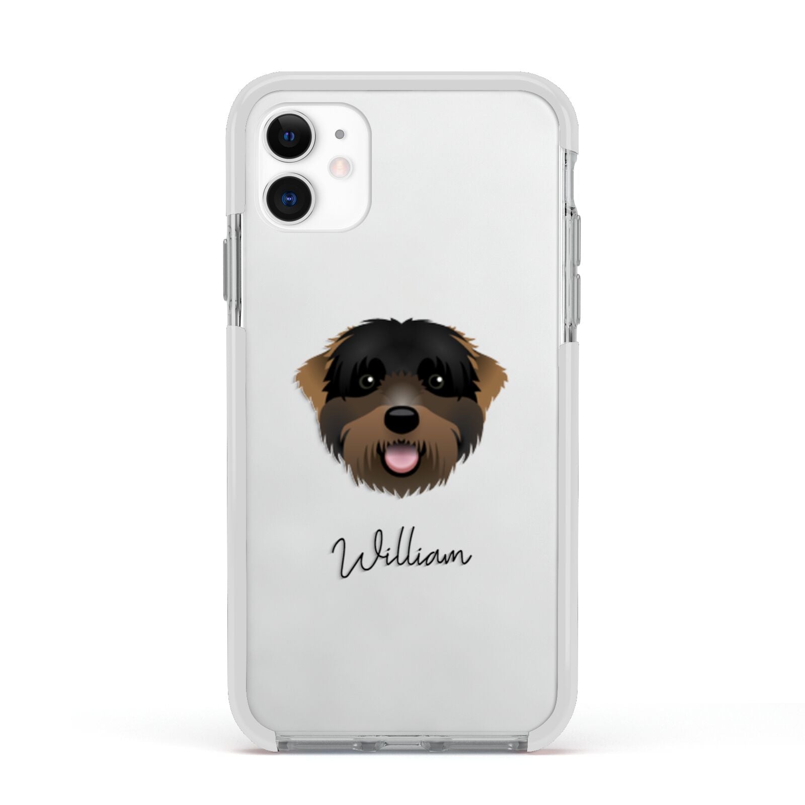 Black Russian Terrier Personalised Apple iPhone 11 in White with White Impact Case