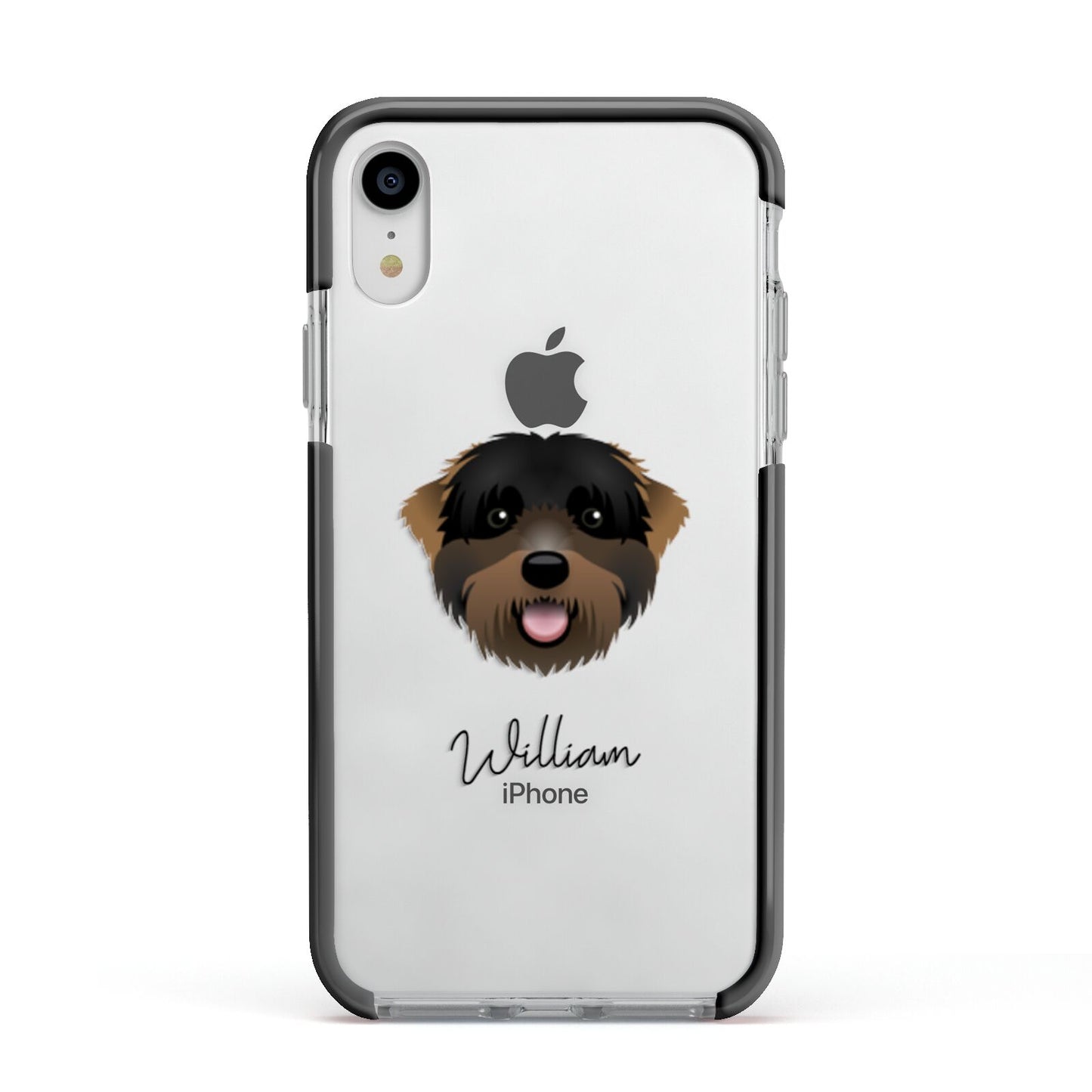 Black Russian Terrier Personalised Apple iPhone XR Impact Case Black Edge on Silver Phone