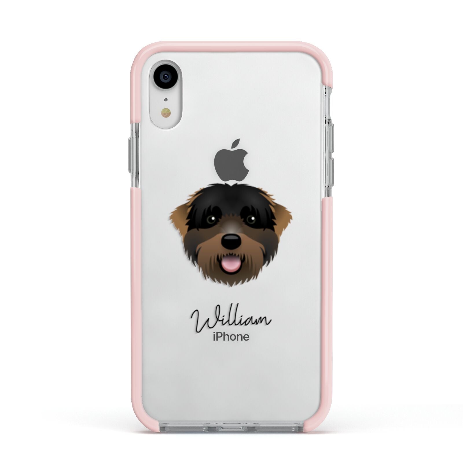 Black Russian Terrier Personalised Apple iPhone XR Impact Case Pink Edge on Silver Phone