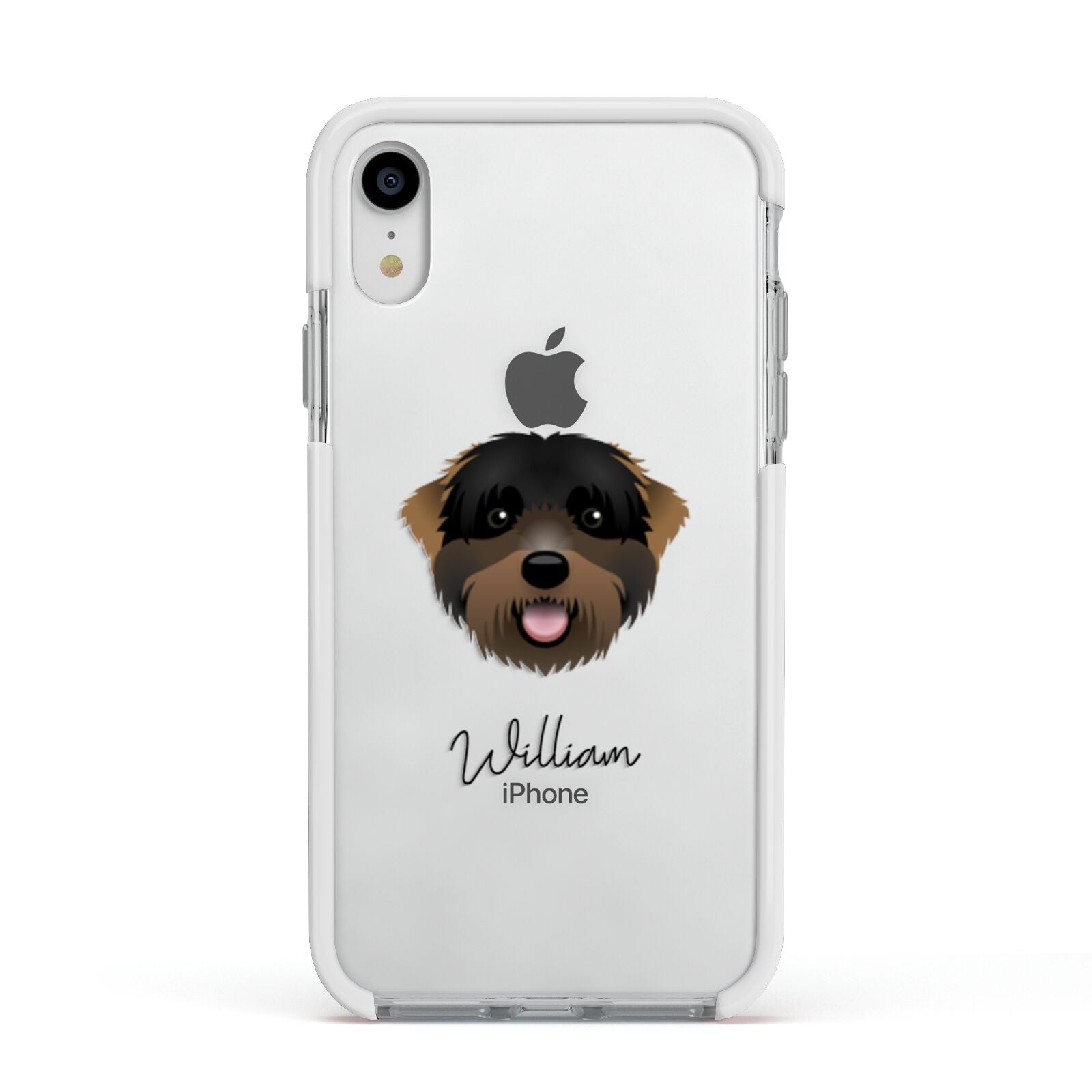 Black Russian Terrier Personalised Apple iPhone XR Impact Case White Edge on Silver Phone