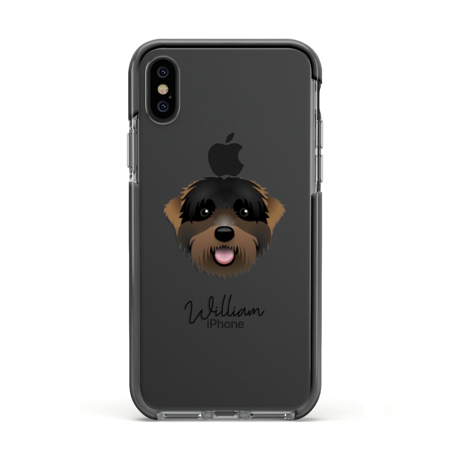 Black Russian Terrier Personalised Apple iPhone Xs Impact Case Black Edge on Black Phone