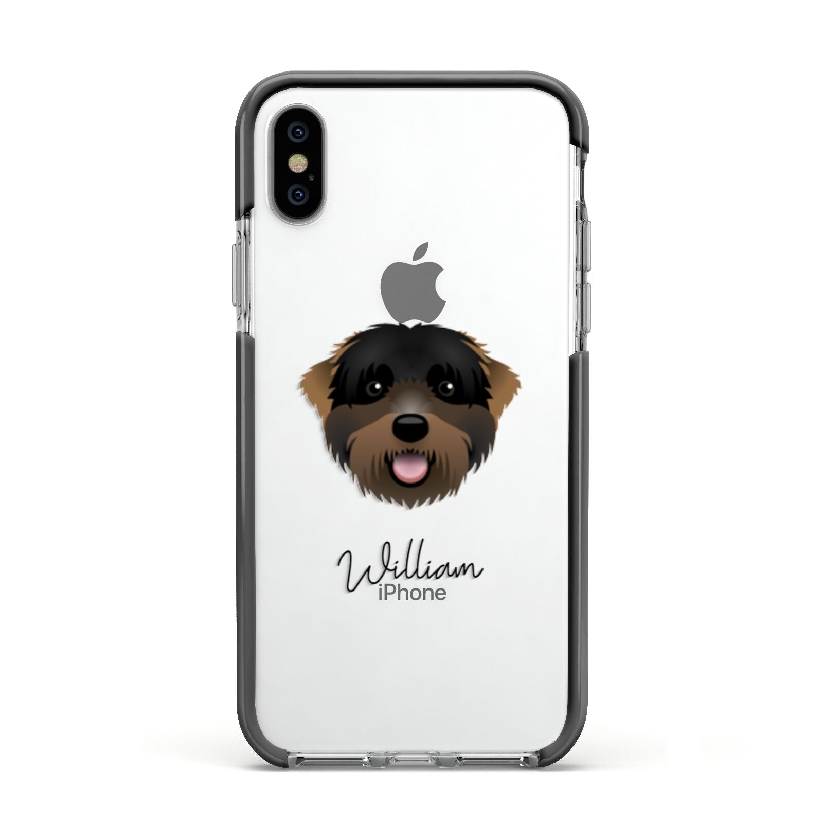 Black Russian Terrier Personalised Apple iPhone Xs Impact Case Black Edge on Silver Phone