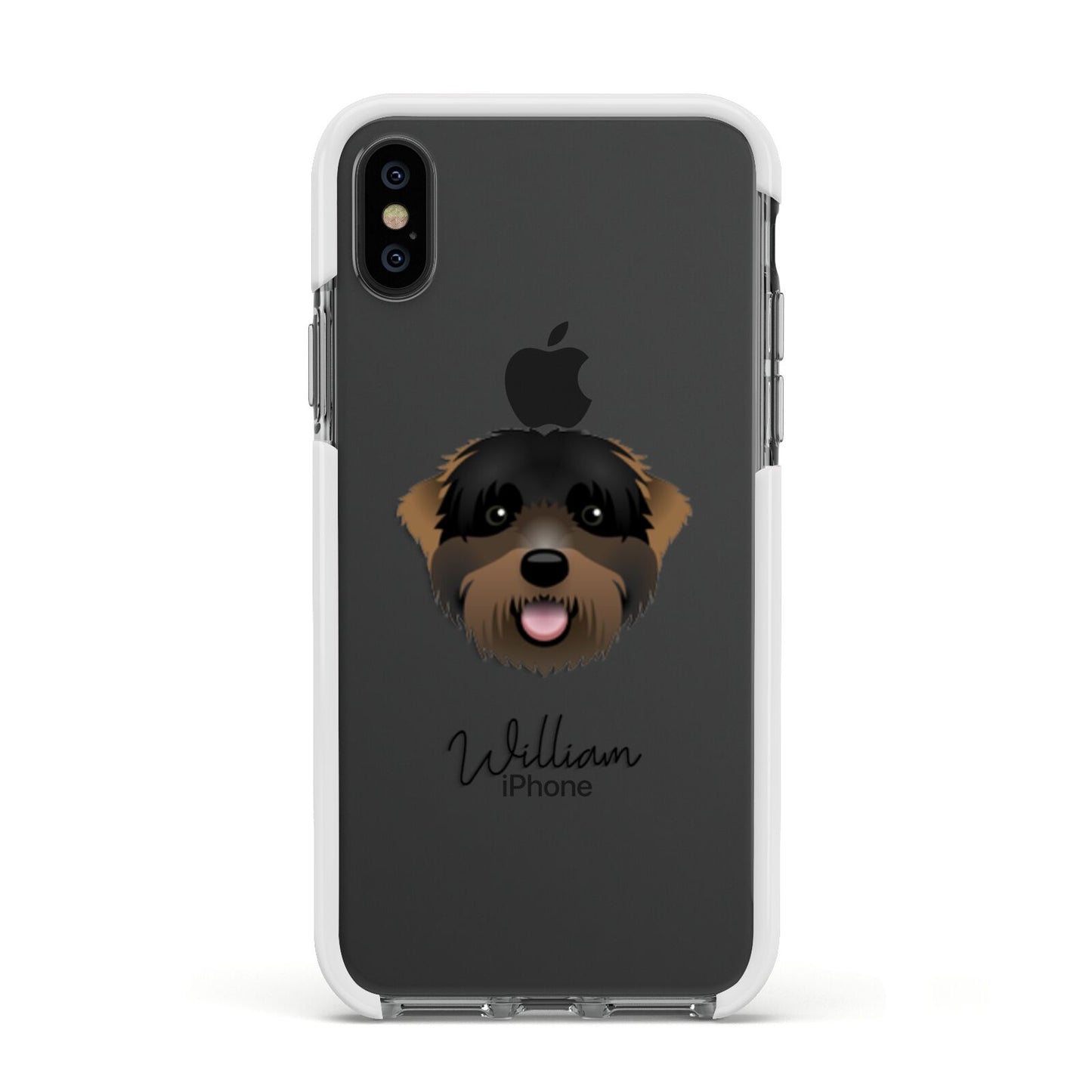 Black Russian Terrier Personalised Apple iPhone Xs Impact Case White Edge on Black Phone
