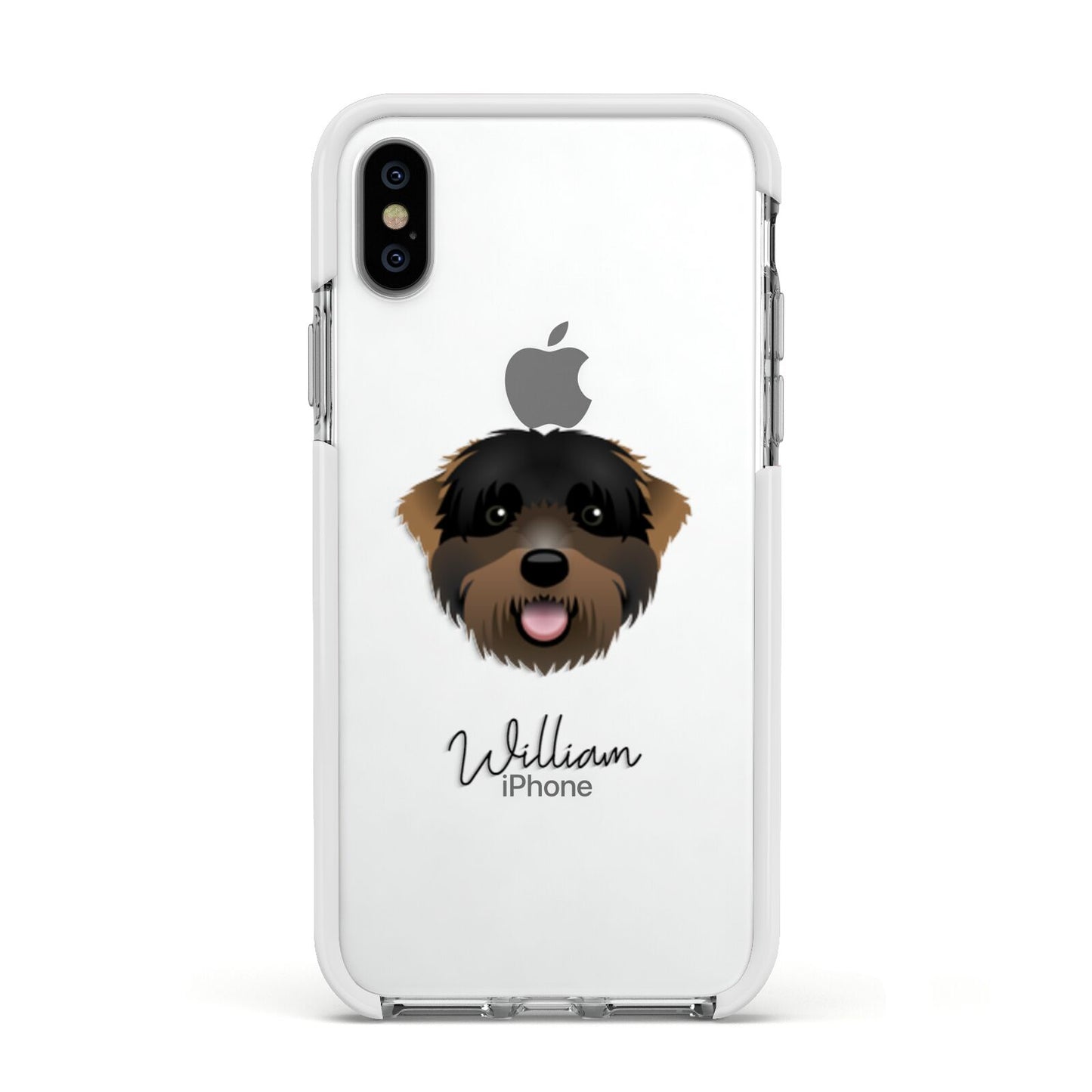 Black Russian Terrier Personalised Apple iPhone Xs Impact Case White Edge on Silver Phone