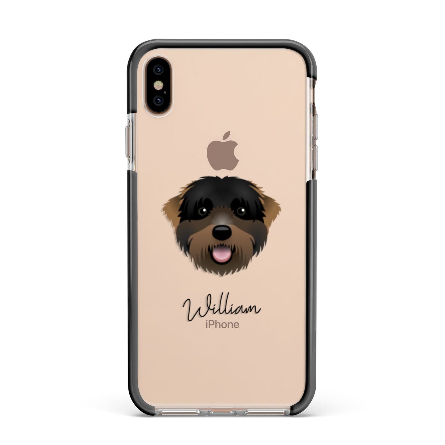 Black Russian Terrier Personalised Apple iPhone Xs Max Impact Case Black Edge on Gold Phone