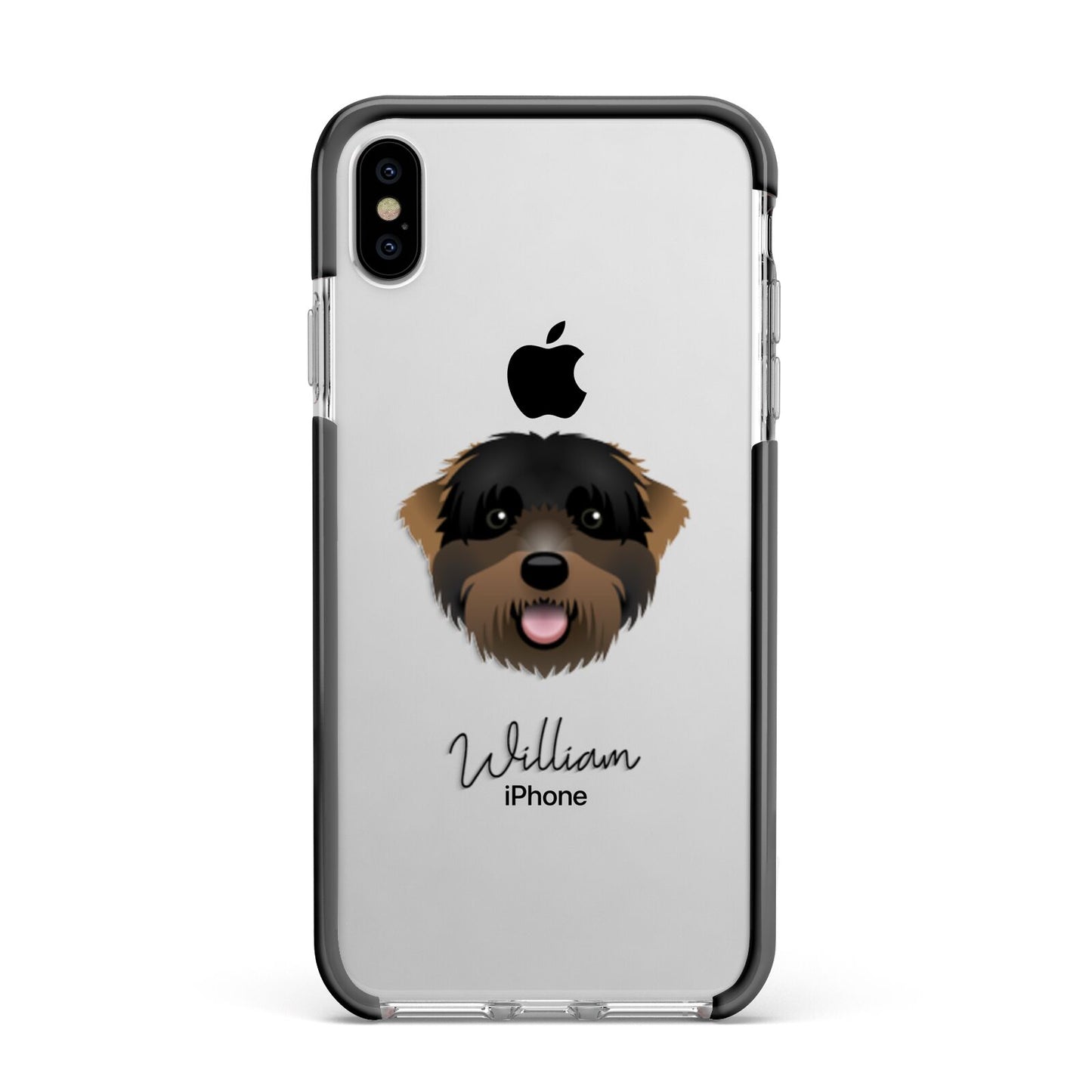 Black Russian Terrier Personalised Apple iPhone Xs Max Impact Case Black Edge on Silver Phone