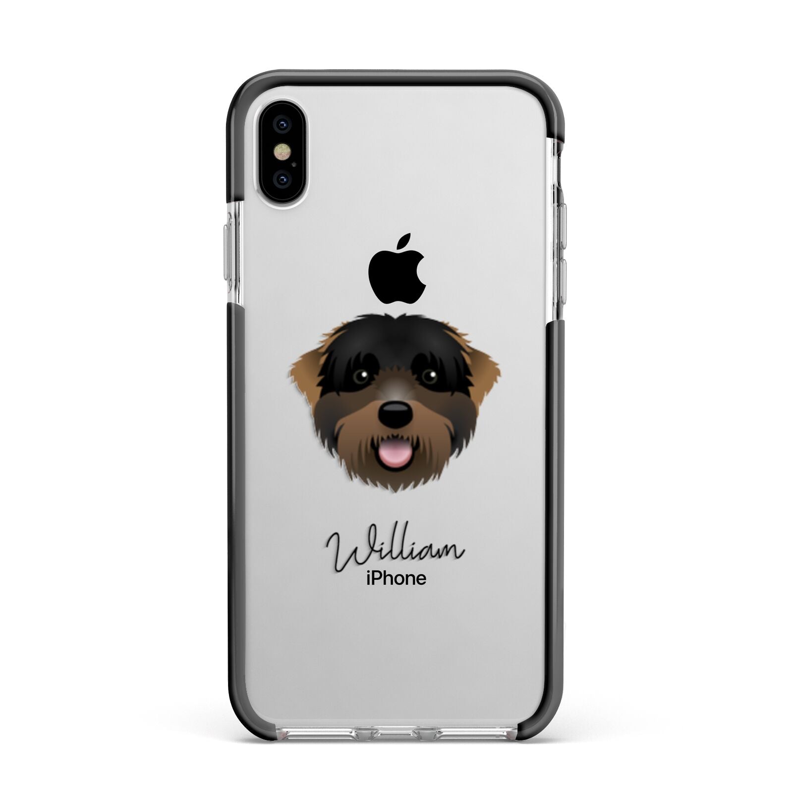 Black Russian Terrier Personalised Apple iPhone Xs Max Impact Case Black Edge on Silver Phone