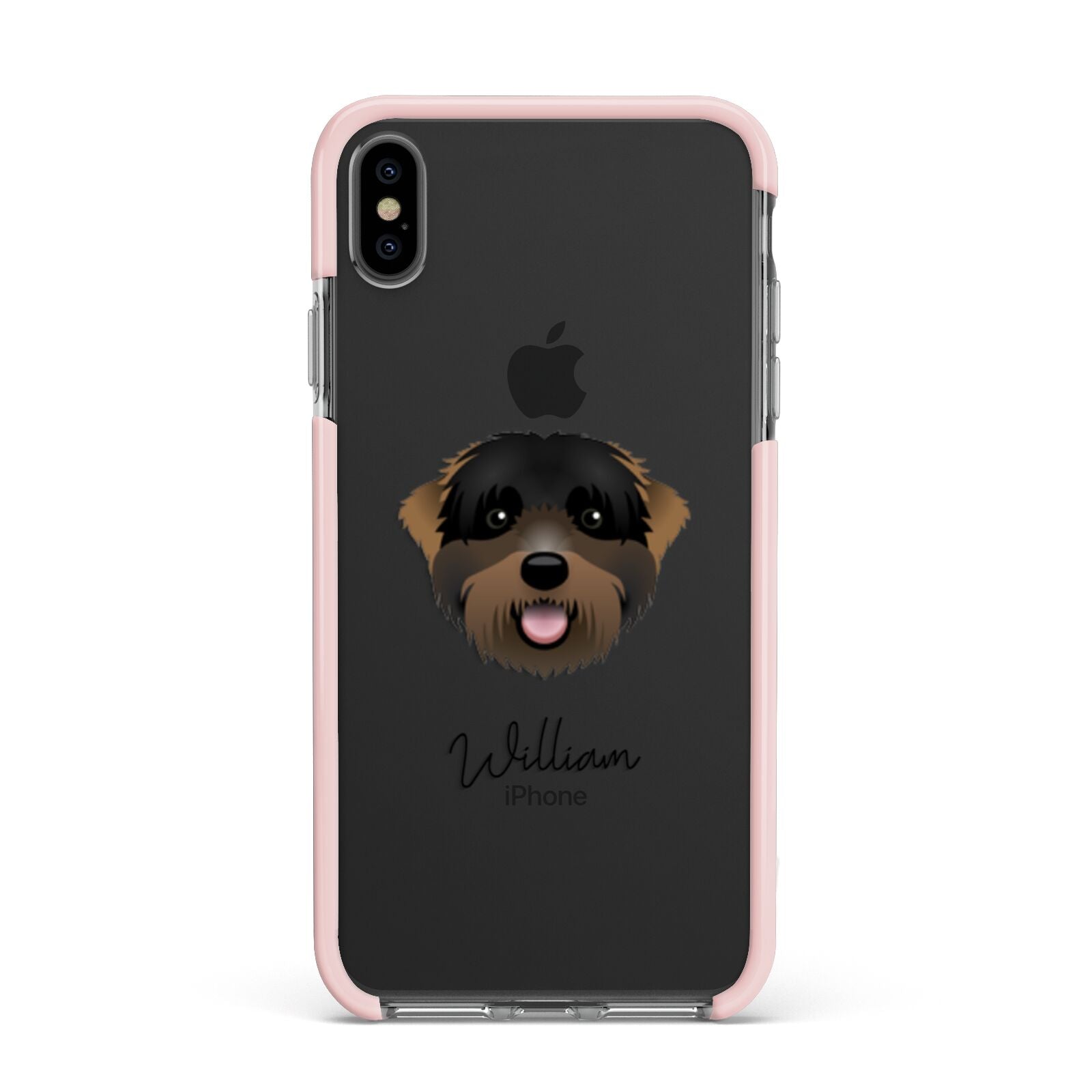 Black Russian Terrier Personalised Apple iPhone Xs Max Impact Case Pink Edge on Black Phone