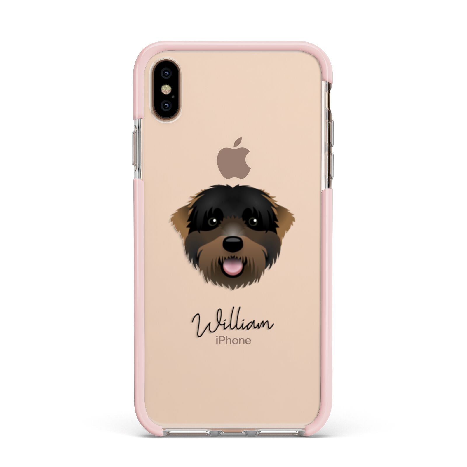 Black Russian Terrier Personalised Apple iPhone Xs Max Impact Case Pink Edge on Gold Phone