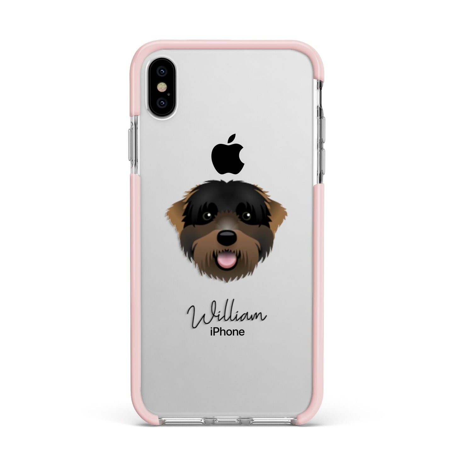 Black Russian Terrier Personalised Apple iPhone Xs Max Impact Case Pink Edge on Silver Phone