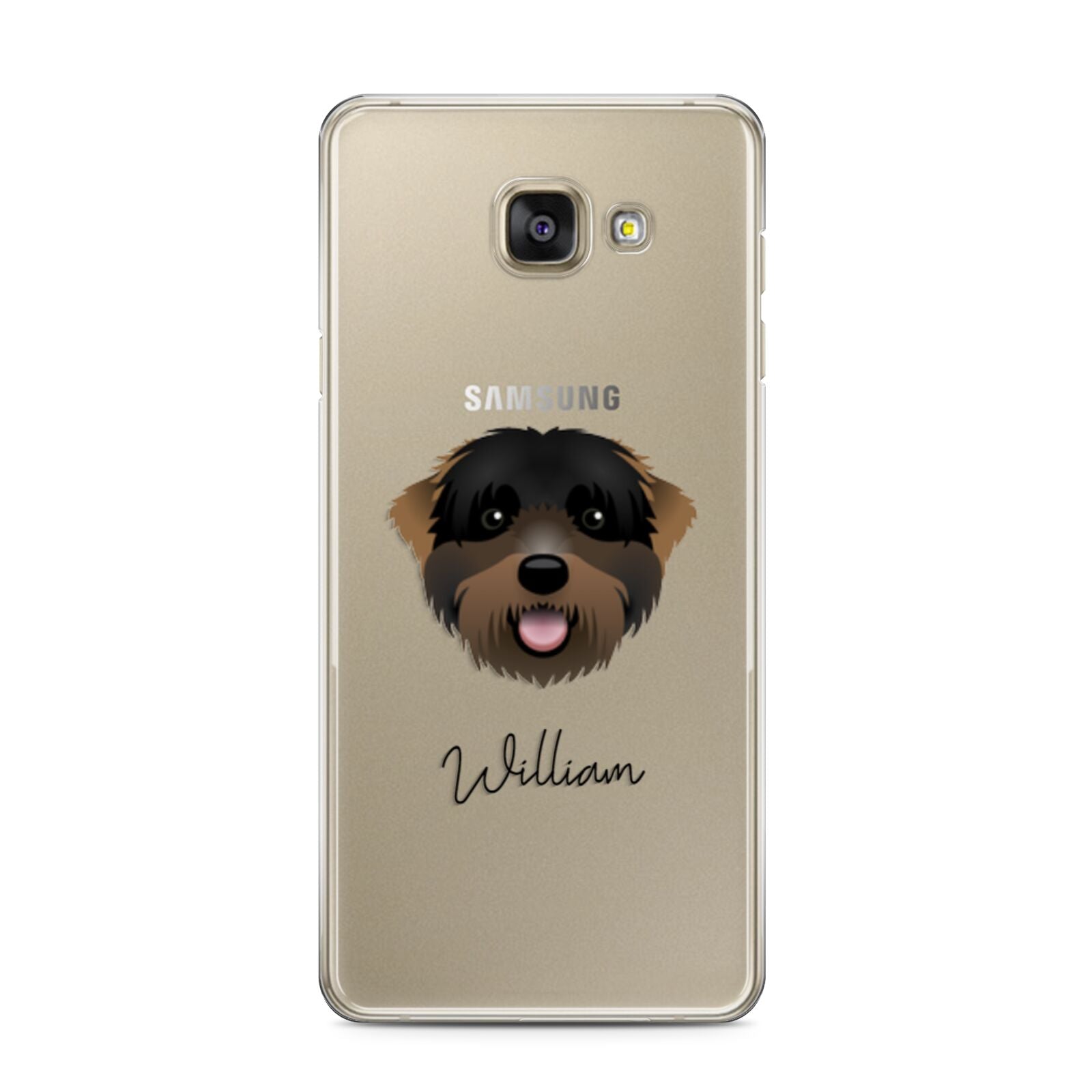 Black Russian Terrier Personalised Samsung Galaxy A3 2016 Case on gold phone