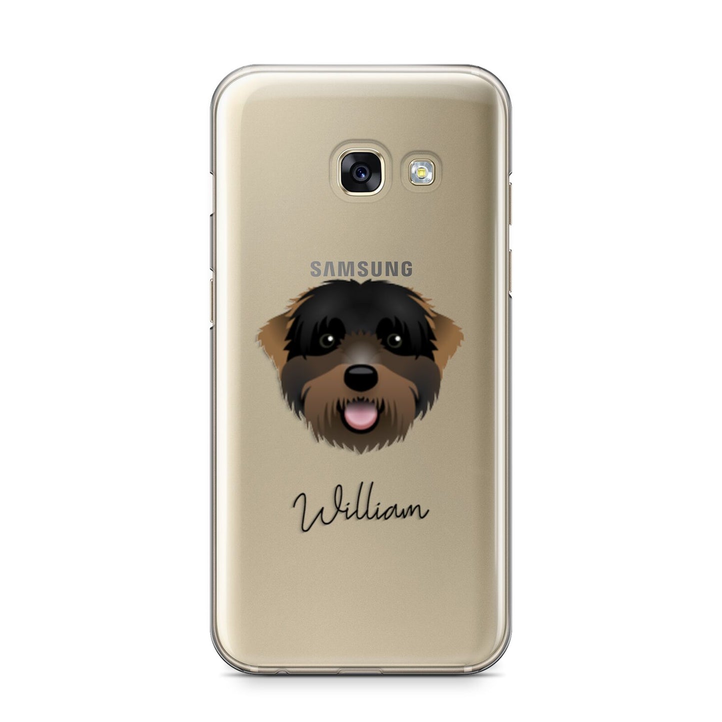 Black Russian Terrier Personalised Samsung Galaxy A3 2017 Case on gold phone