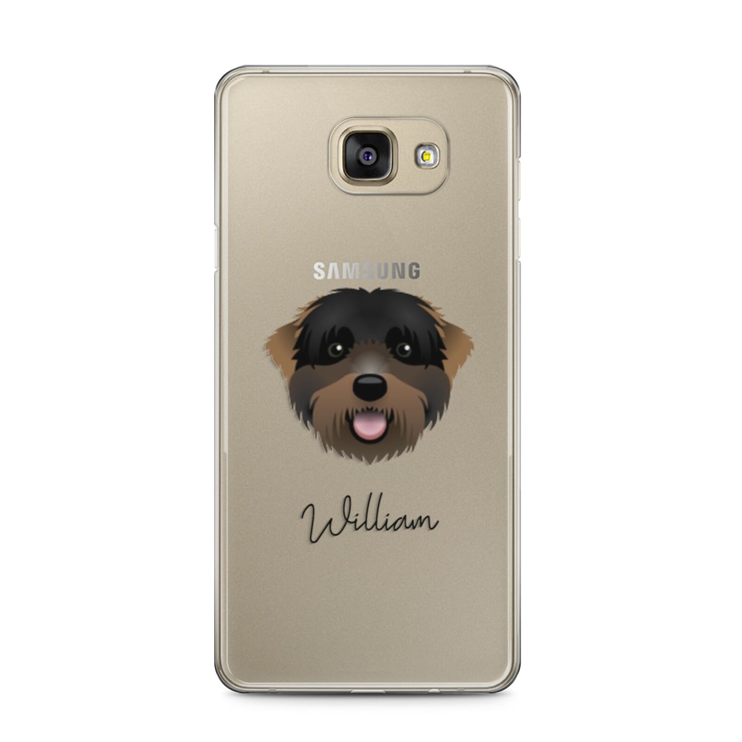 Black Russian Terrier Personalised Samsung Galaxy A5 2016 Case on gold phone